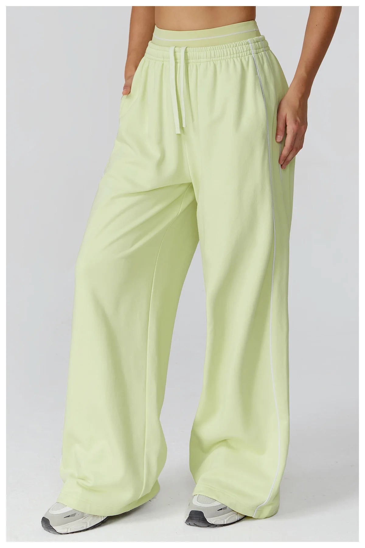 Color Blocking Sports Sweatpants Women Yoga Pants Loose High Waisted Straight Leg Sweatpants With Pockets Outdoor Fitness Pants
