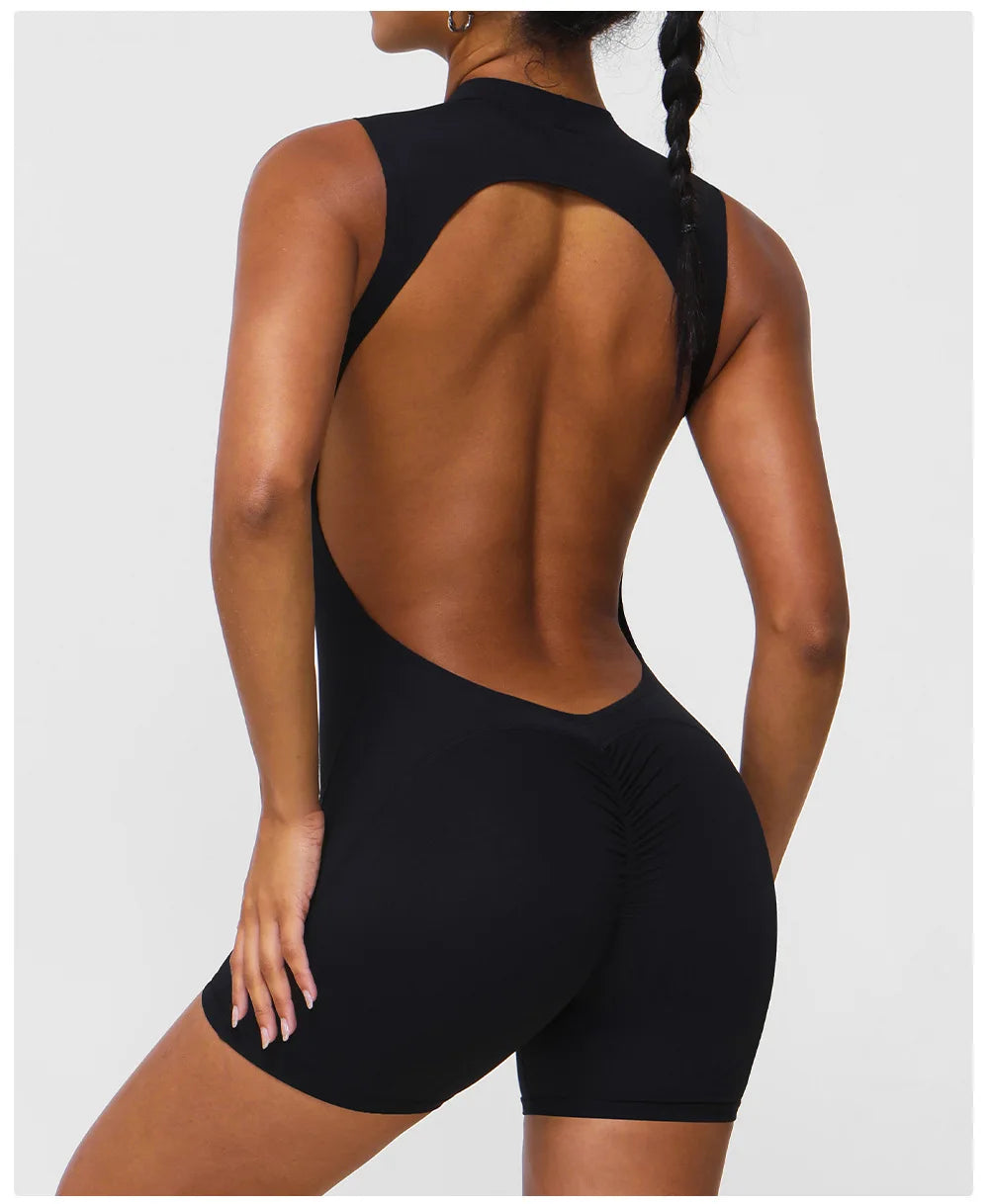 Sexy Back V Jumpsuits Women's Tracksuit Yoga Set One Piece Fitness Workout Rompers Sportswear Gym Set Workout Clothes For Women
