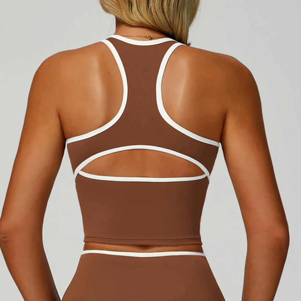 Running Sports Bra Women Underwear High Support Open Back Yoga Bra Breathable Fitness Pilates Tank Workout Top Removable Pads