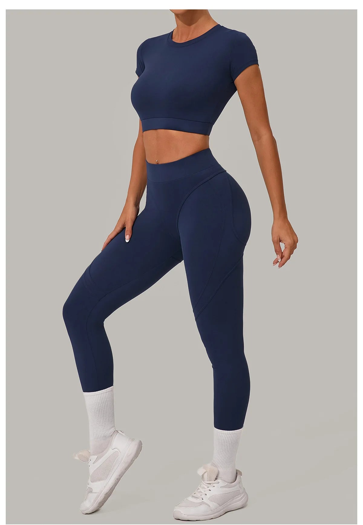 2PCS Yoga Set Gym Clothes Seamless Sportswear Yoga Suits Women Fitness Tracksuits Sports Short Sleeves Gym Leggings Sports Suits