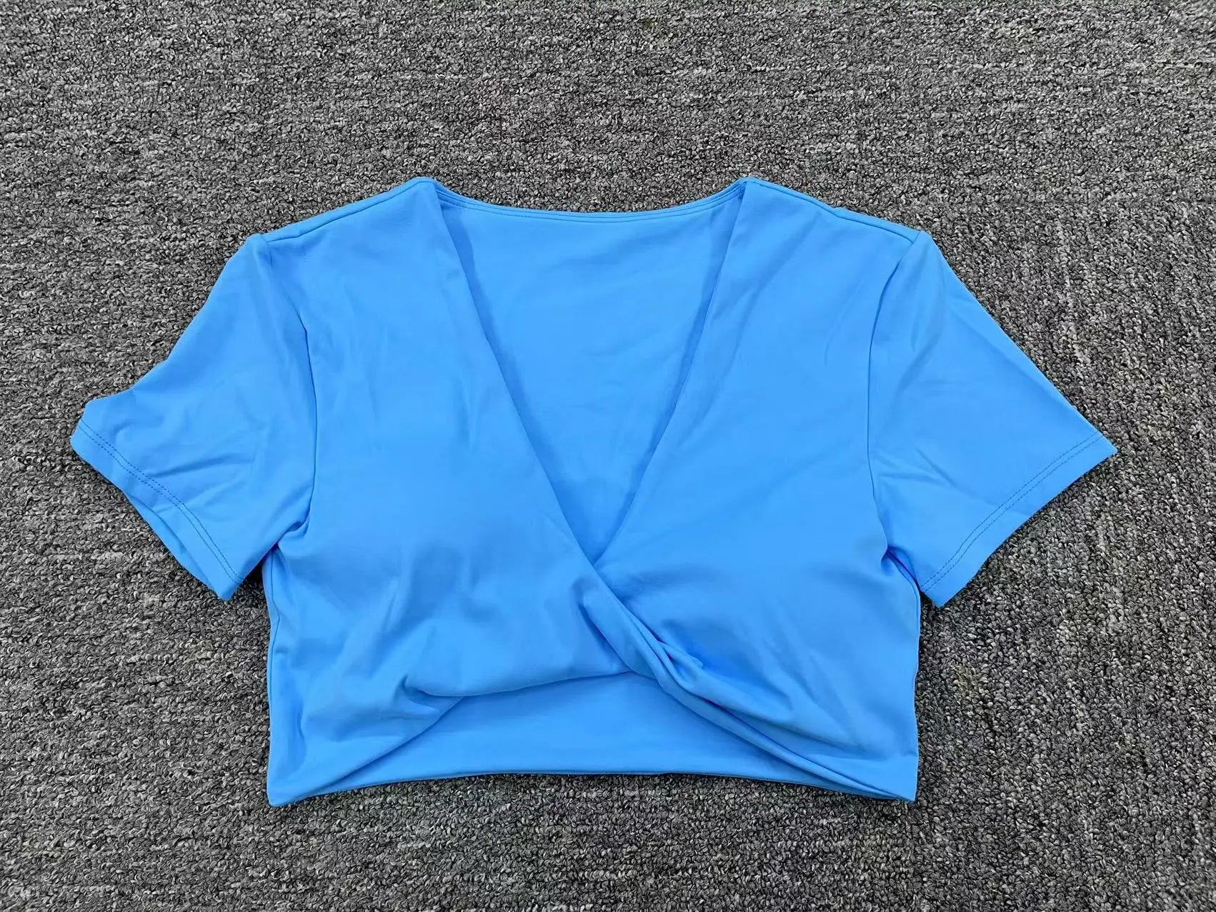 Sexy V Neck Crop Top Women Short Sleeve Yoga Shirt Naked Feeling Fitness Workout Tops Gym Clothes Sportswear Running T-shirts