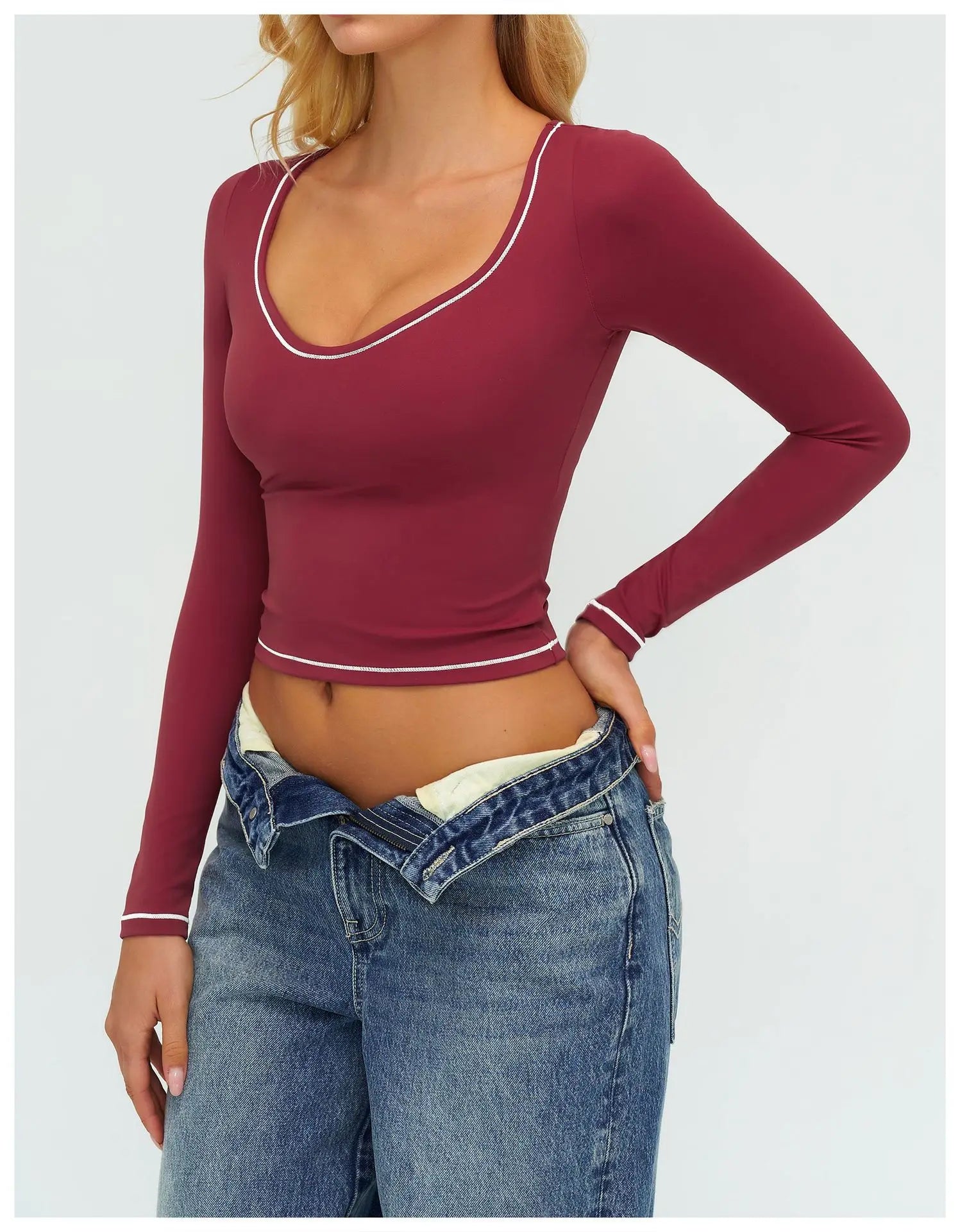 Yoga Shirts Women's Yoga Long Sleeve Fitness Long Sleeve Running Gym Clothes Workout Dry Fit Breathable High Elastic Sports Top