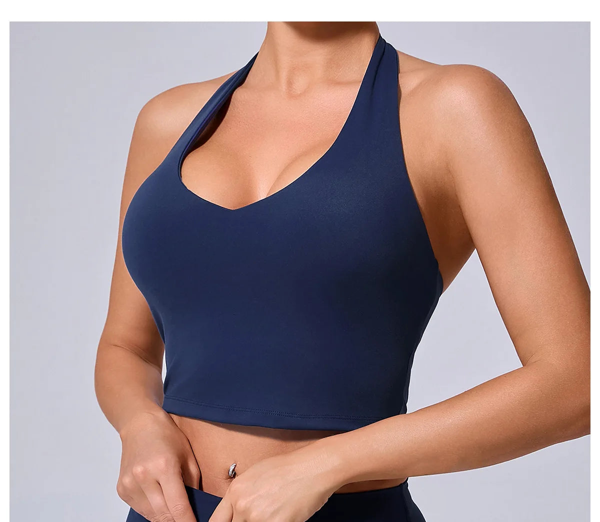 Women Hanging Neck Yoga Sports Bra Breathable Shock Proof Gym Workout Fitness Push Up Top Yoga Running Sportswear Vest Bra