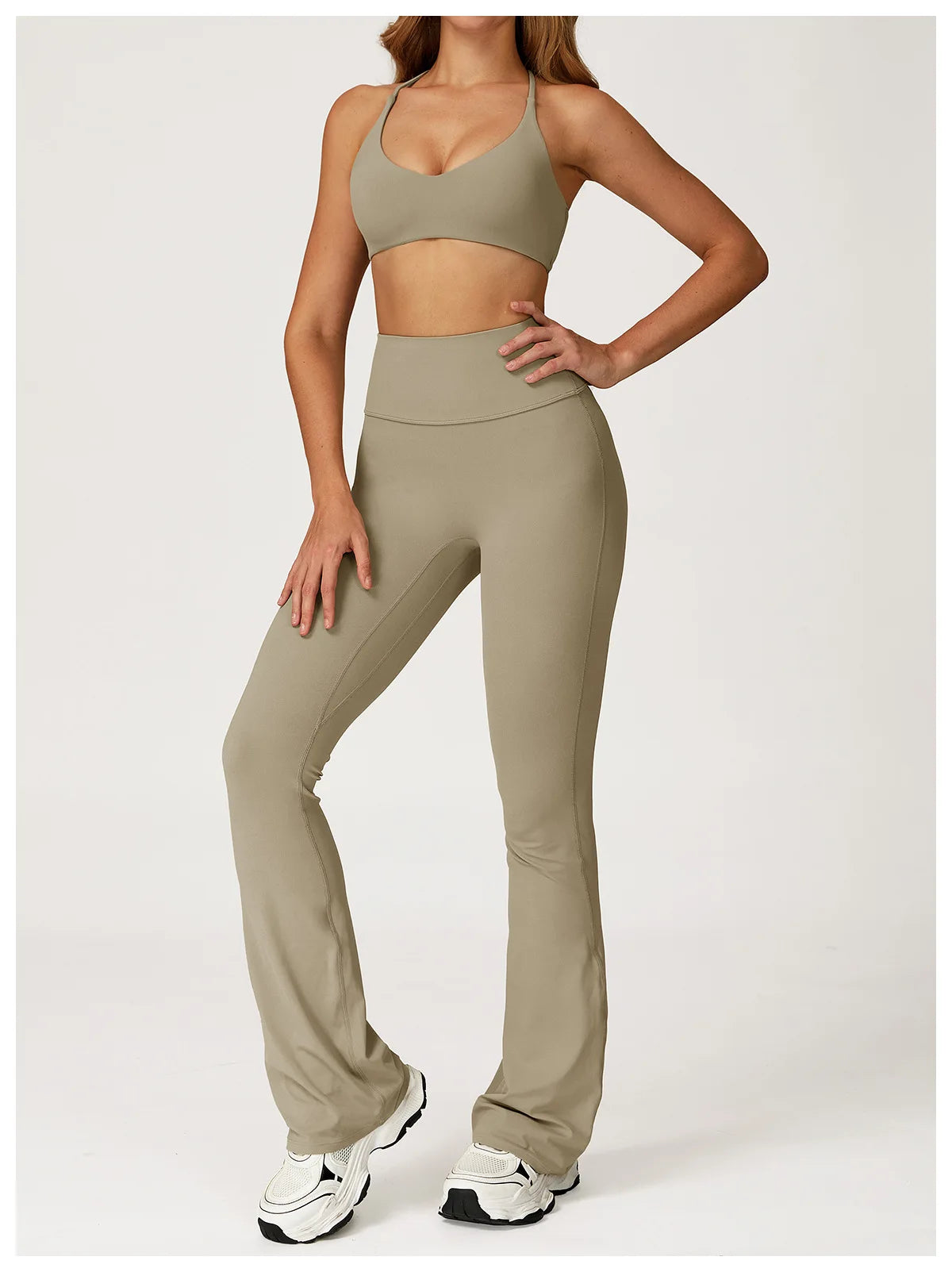 Women Yoga Set 2PCS Sportswear Push Up Workout Clothes Athletic Wear Gym Legging Fitness Bra Crop Top Long Sleeve Sports Suits