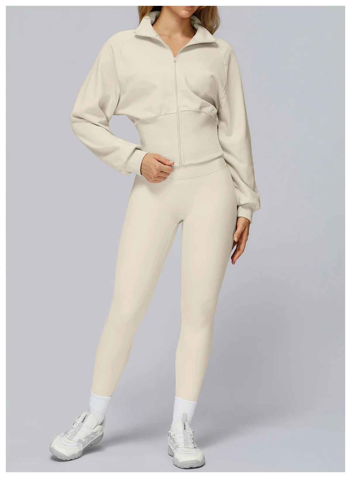 Winter Yoga Long Sleeved Women's Standing Collar Sweatshirt Windproof Zipper Warm Sweatshirt Loose Outdoor Running Sports Jacket