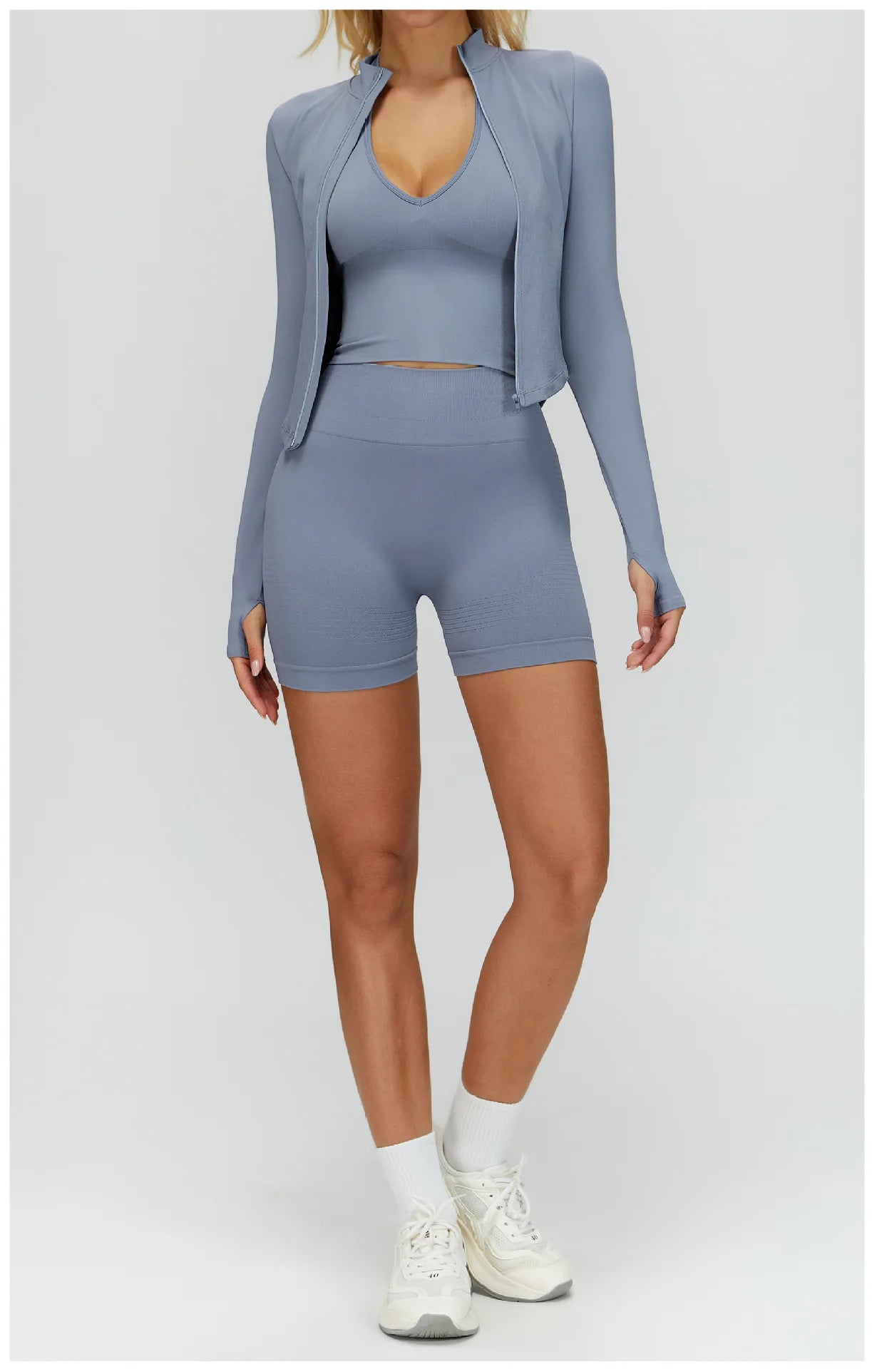 Seamless Outdoor Sports Long Sleeved Women Yoga Coat Quick Dry Zipper Cardigan Stand Up Collar Jacket Running Fitness Jacket Top