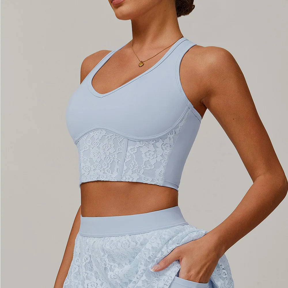 Women Sports Bra Lace Top Push Up Fitness Yoga Underwear Sport Tops For Women Breathable Running Vest Bralette Gym Wear Female