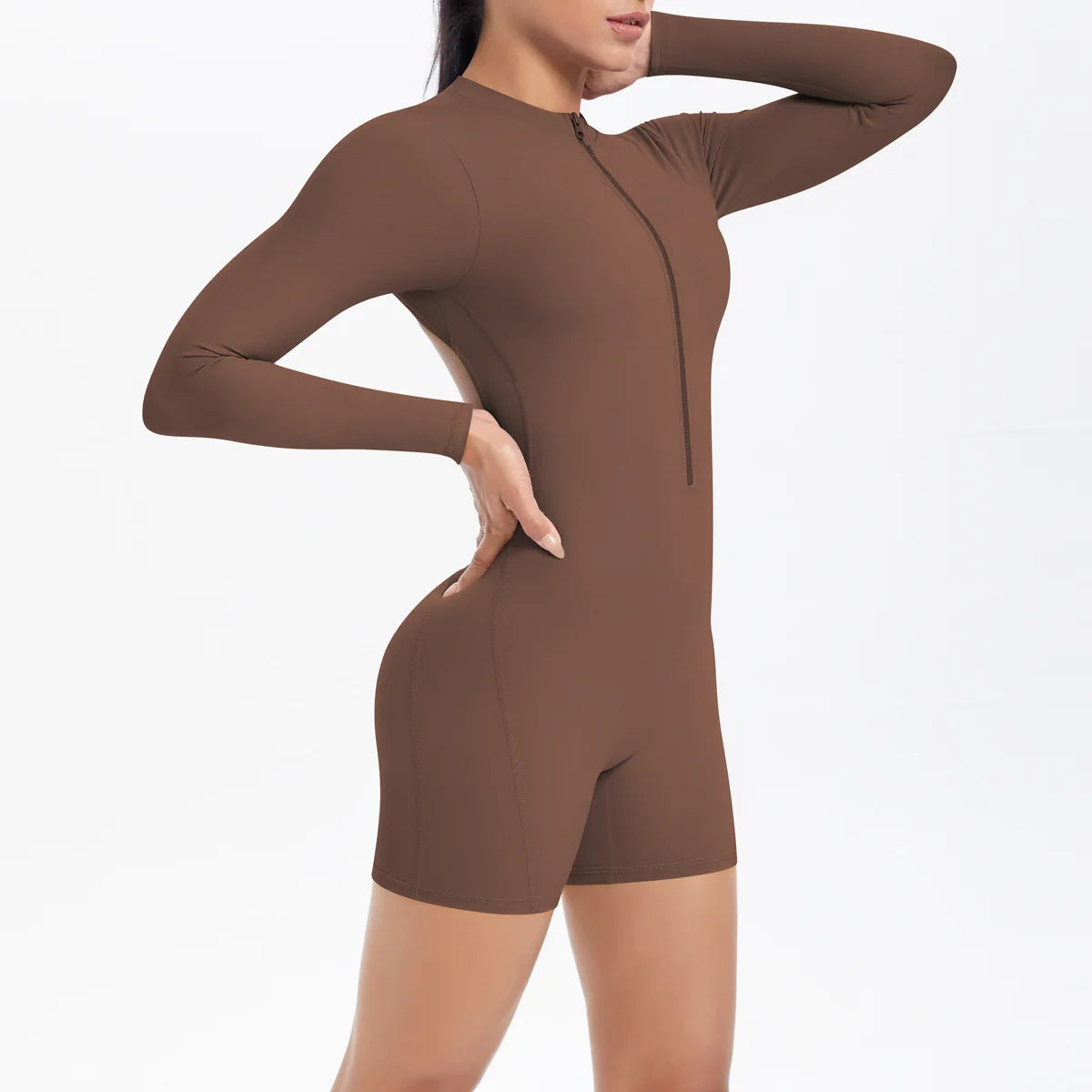 Gym Jumpsuit Women's Fitness Suit Short Set Sports Overalls Woman Tracksuit Yoga Clothing Zipper Long Sleeved Workout Sportswear
