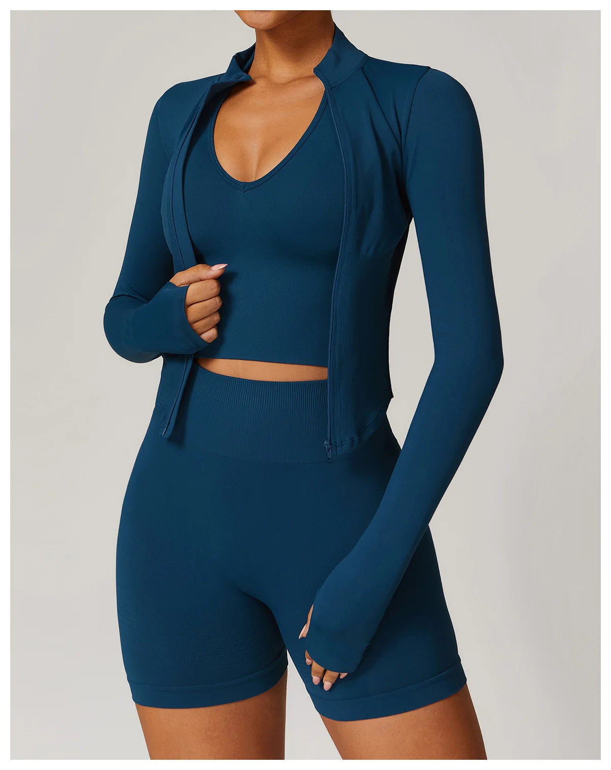 Seamless Yoga Set 3PCS Women Sportswear Workout Clothes Athletic Wear Gym Legging Fitness Bra Crop Top Long Sleeve Sports Suits