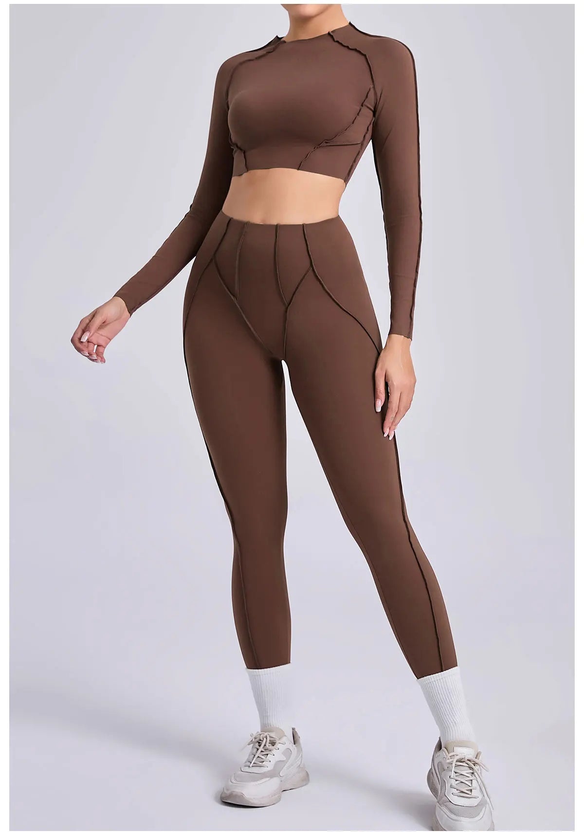 Yoga Set 2 Pieces Gym Clothes Sportswear Yoga Suits For Women Fitness Set Workout Tracksuits Sports Long Sleeved Gym Leggings