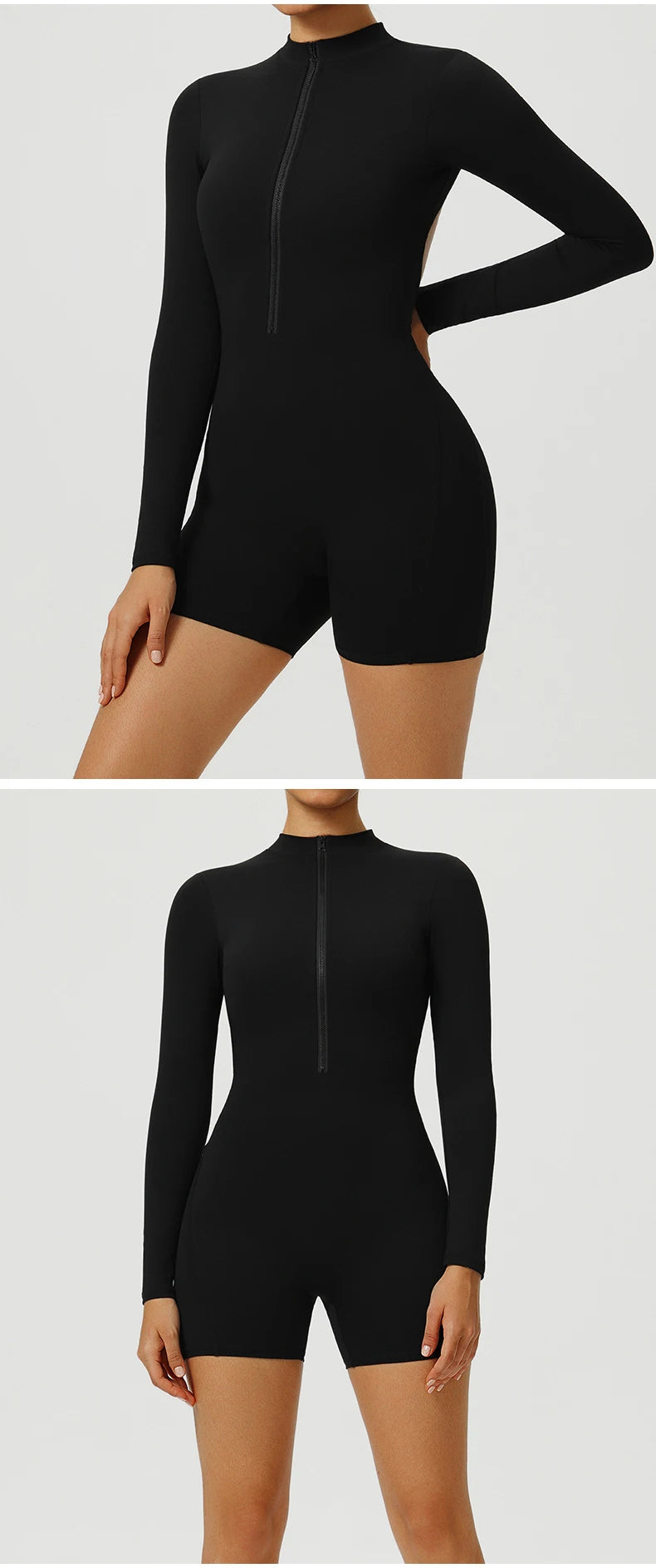 Zipper Yoga Jumpsuits Sports Overalls Fitness Long-Sleeved One-Piece Workout Romper Running Gym Tracksuits for Women Sportswear