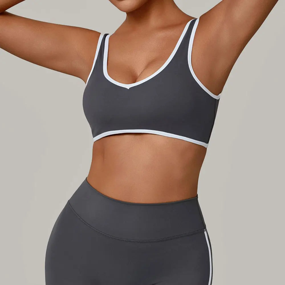 Patchwork Sports Underwear Anti-Sweat Fitness Top Women Yoga Bra Shockproof Crop Top Push Up Sport Bra Running Gym Workout Top