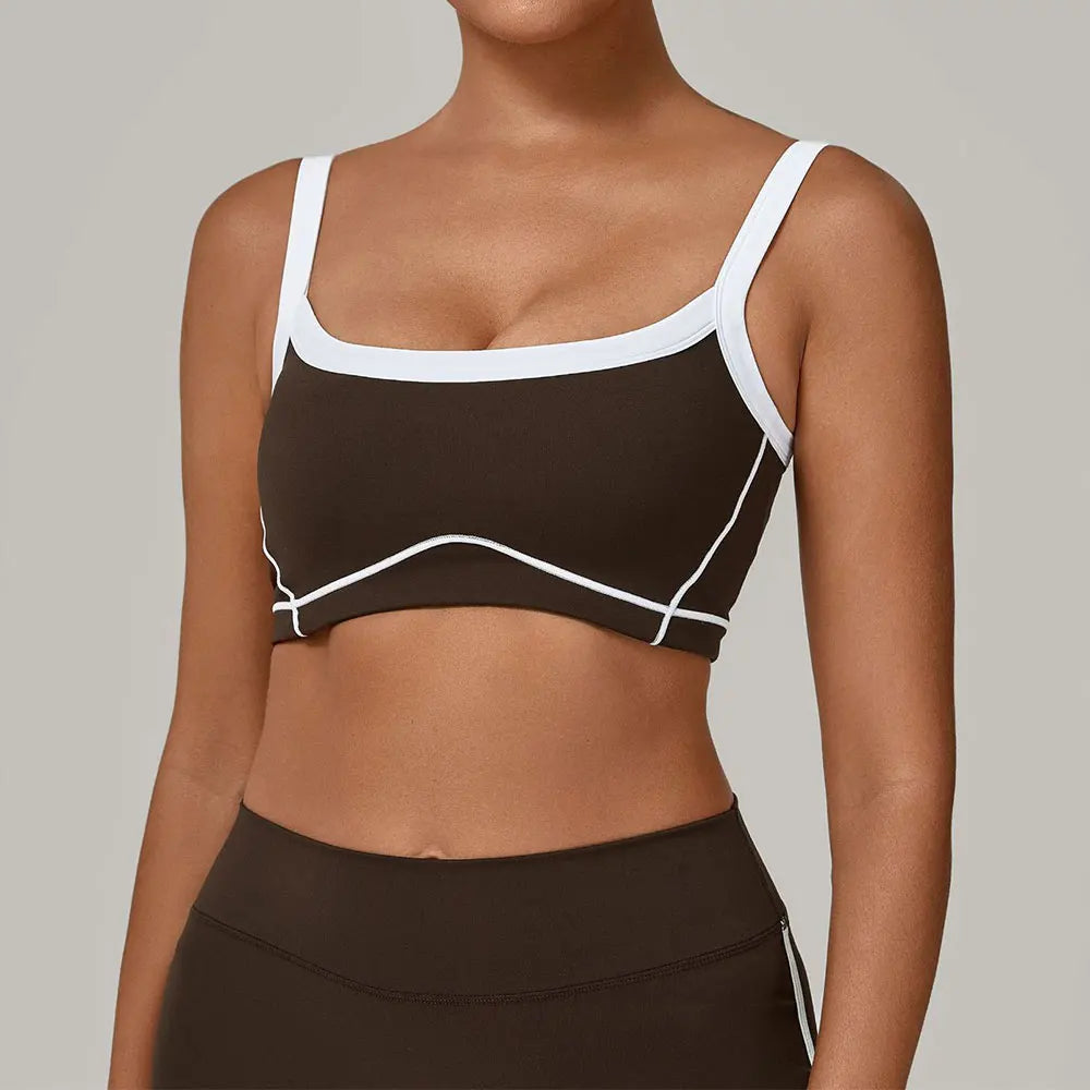 Patchwork Sports Bra Anti-Sweat Fitness Top Women Yoga Bra Shockproof Crop Top Push Up Sport Bra High Strength Gym Workout Top