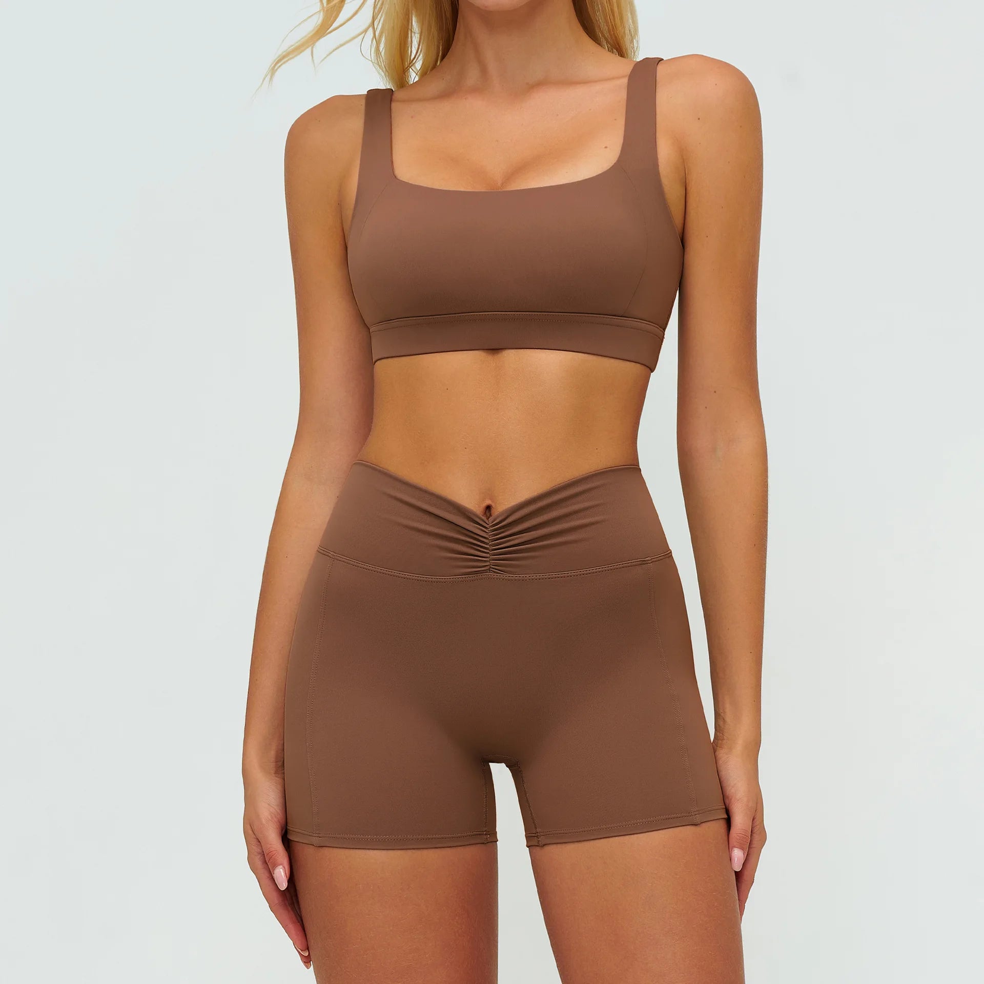 2PCS Yoga Set Women's Tracksuit Fitness Suit Sportswear Workout Sports Bra High Waist Leggings Gym Clothing Sports Shorts Suit