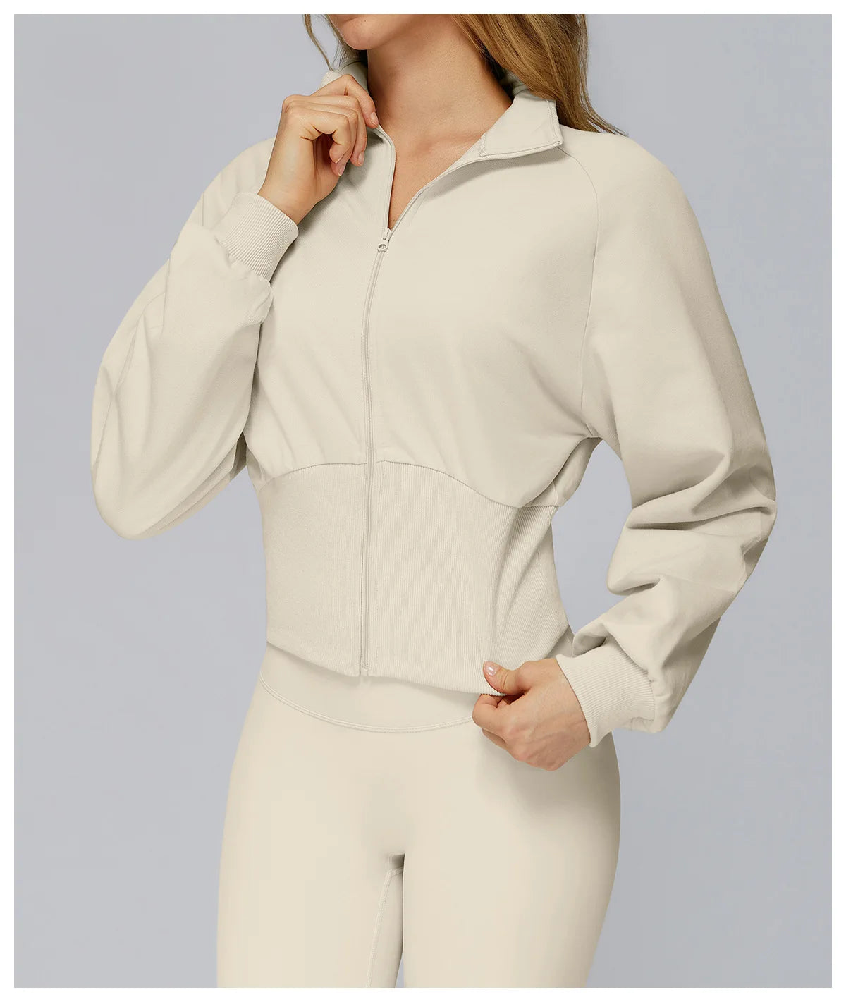 Winter Yoga Long Sleeved Women's Standing Collar Sweatshirt Windproof Zipper Warm Sweatshirt Loose Outdoor Running Sports Jacket