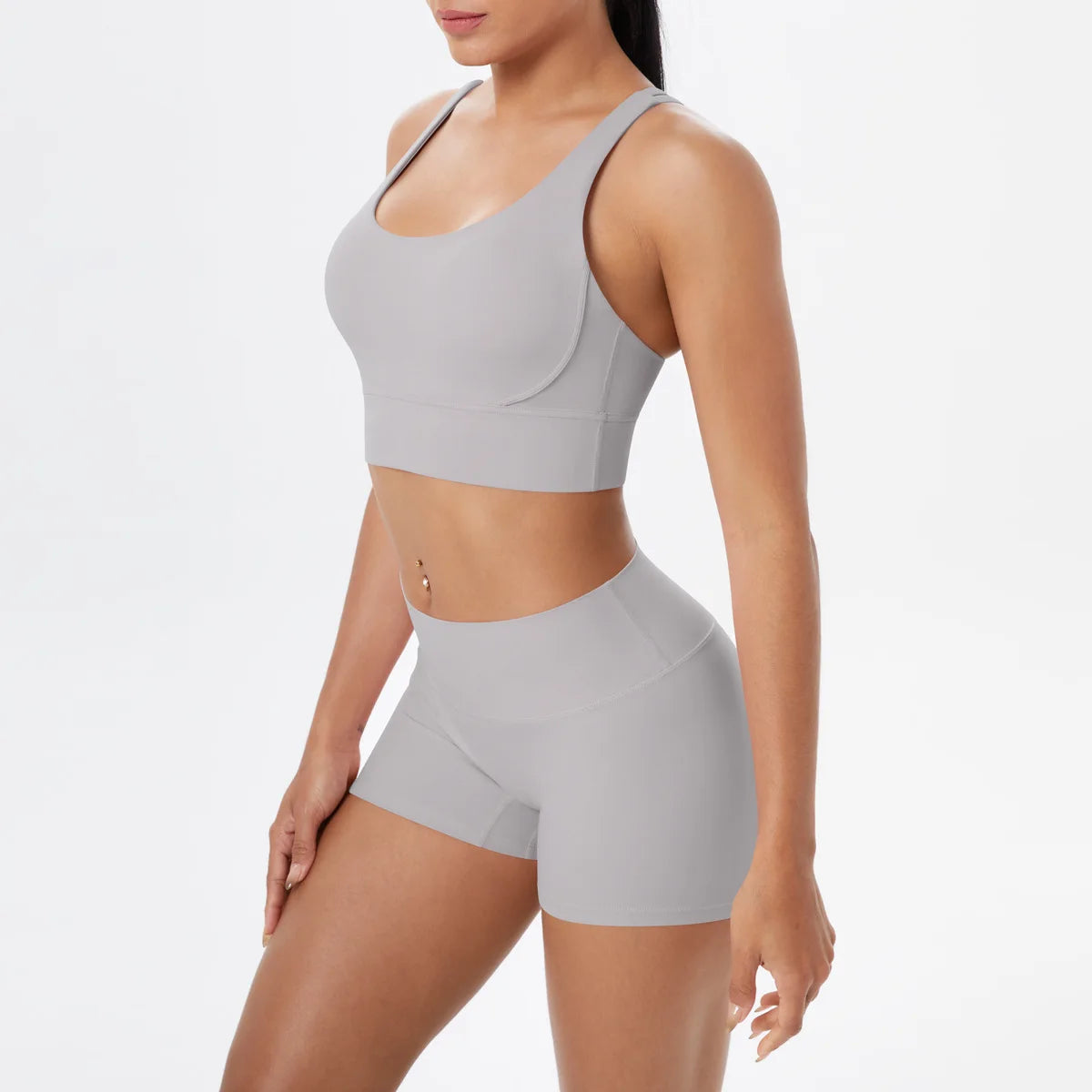 Yoga Sport Set Women Seamless Crop Top Bra Shorts Yoga Set Comfort Elastic Sportsuit Workout Outfit Fitness Gym Clothes