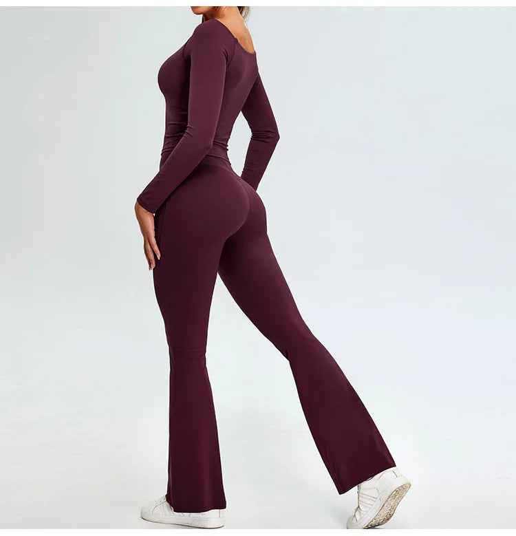 Sexy Off Shoulder Long Sleeved Tops Women's Yoga Long Sleeved Sports T-shirt Top Workout Running Tight Fitting Fitness Clothes