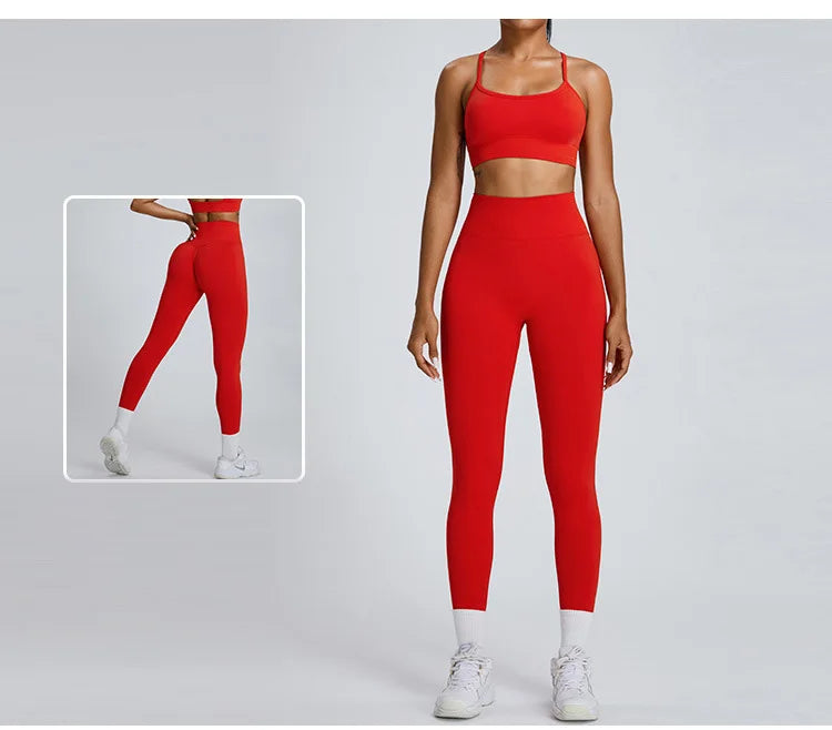 Women's Tracksuit Seamless Fitness Suit 2PCS Yoga Set Sportswear Workout Sports Bra High Waist Leggings Gym Clothing Sports Suit