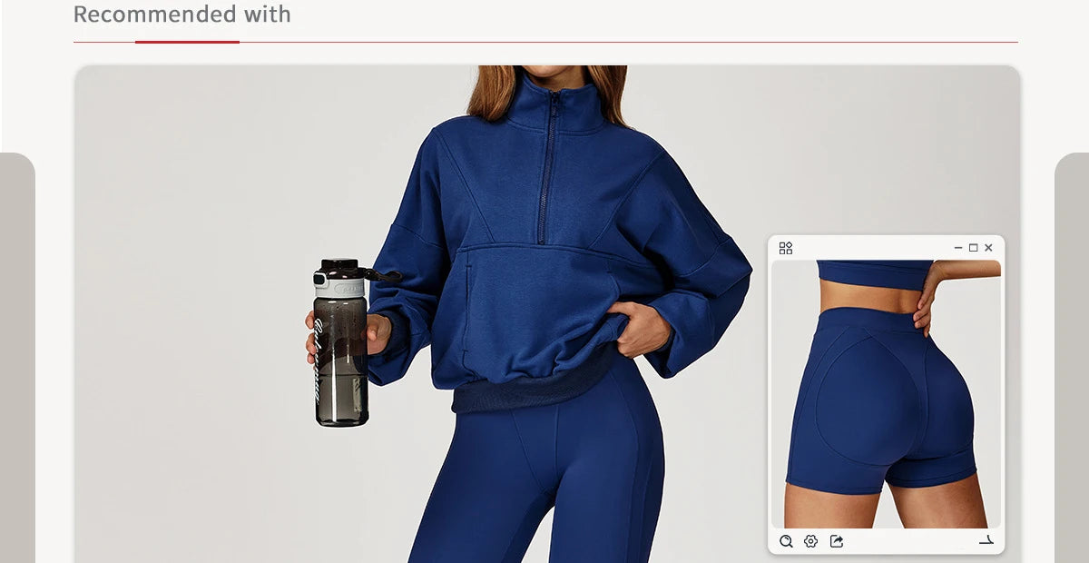 Winter Casual Hoodie Zipper Long Sleeved Women's Top Windproof and Warm Loose Hoodie Women's Outdoor Running Sportswear