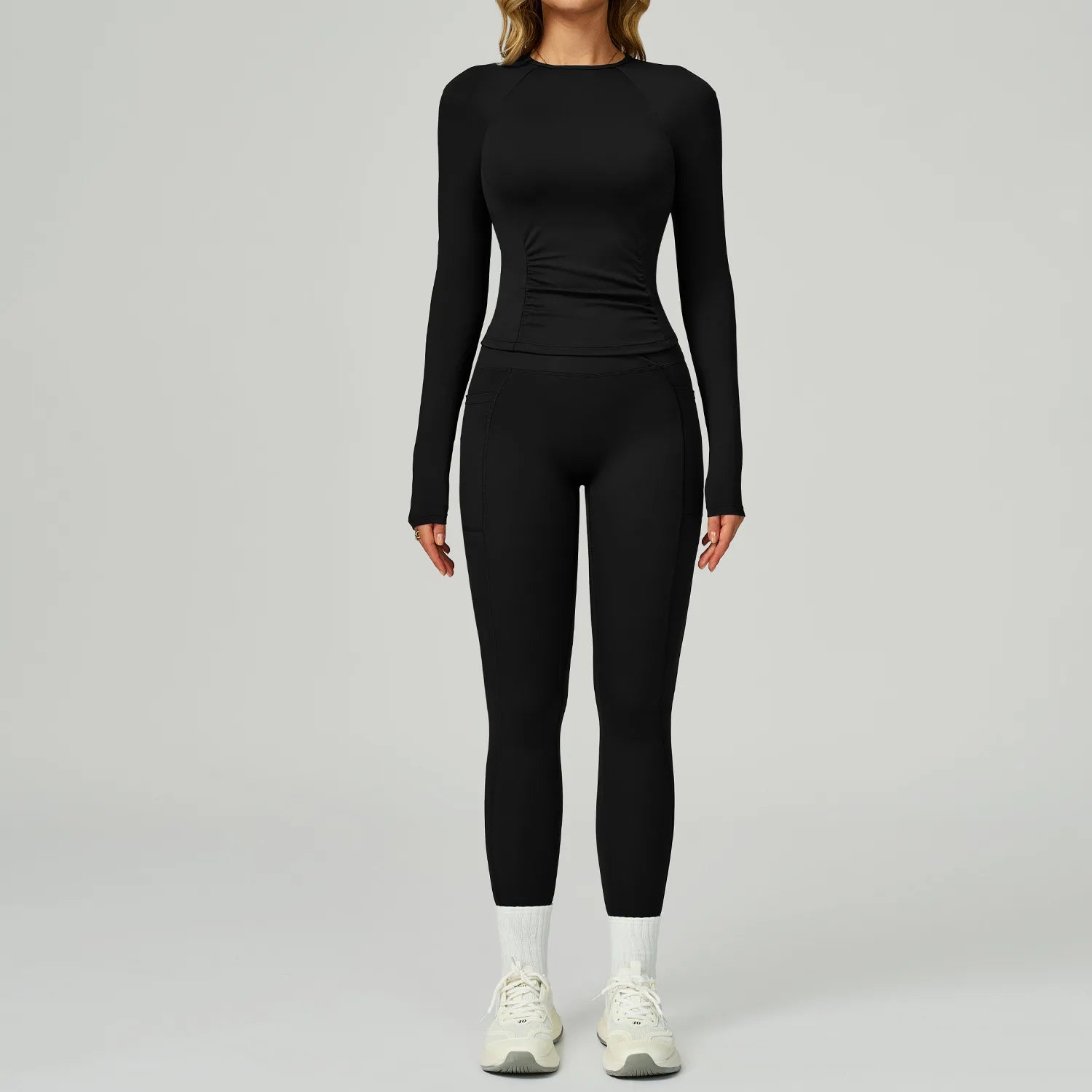 2 Pieces Yoga Suit Women Sports Set Quick-Drying Gym Set Women Tracksuit Running Workout Long Sleeve Sports Yoga Clothing