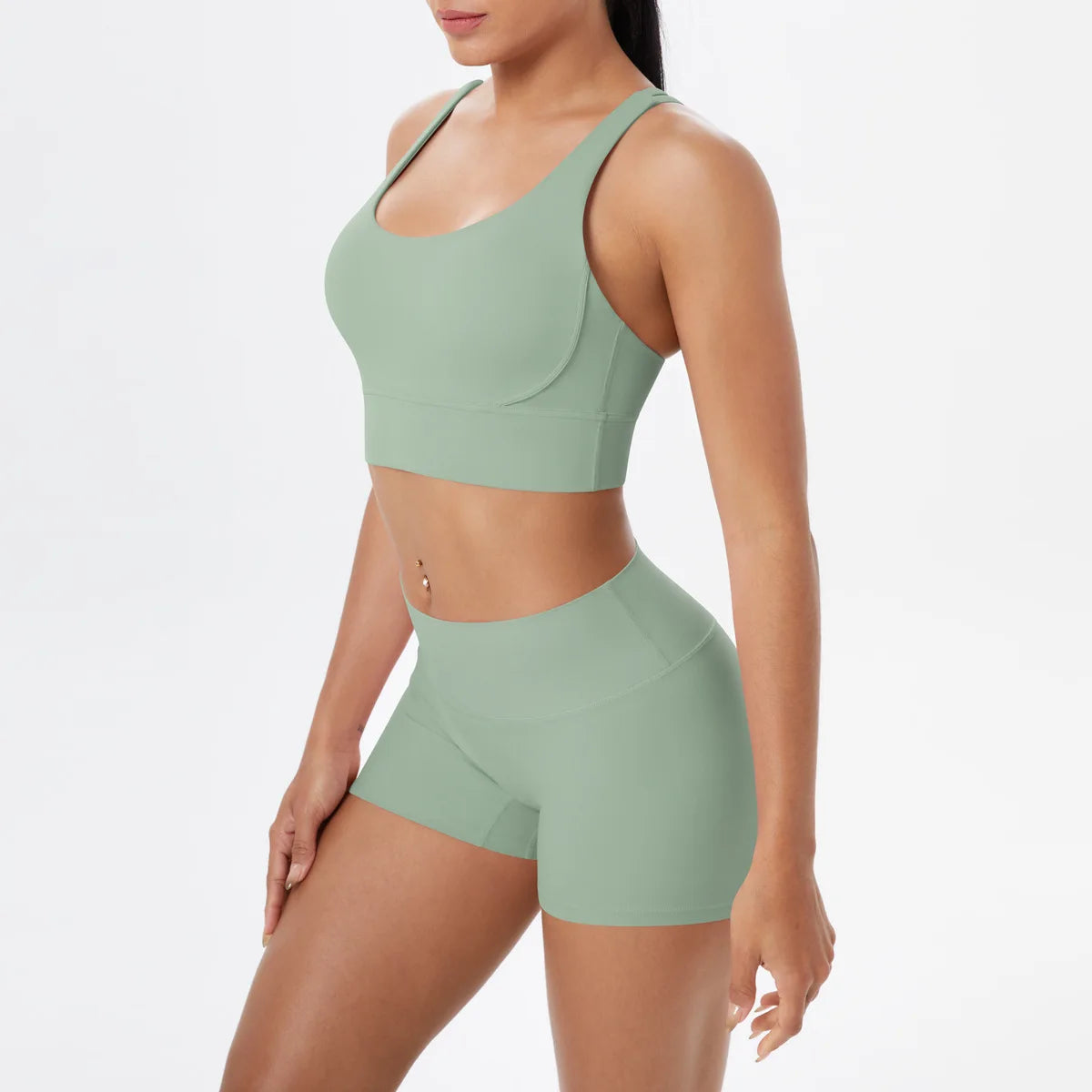 Yoga Sport Set Women Seamless Crop Top Bra Shorts Yoga Set Comfort Elastic Sportsuit Workout Outfit Fitness Gym Clothes