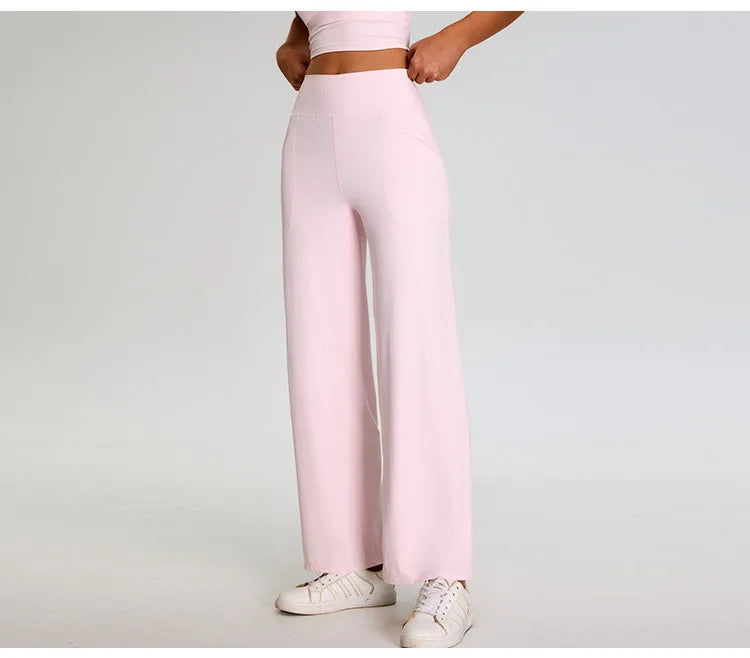 Ribbed Yoga Pants For Women Leggings Gym Workout Leggings High Waist Fitness Leggings Outdoor Running Sports Pants Straight Leg