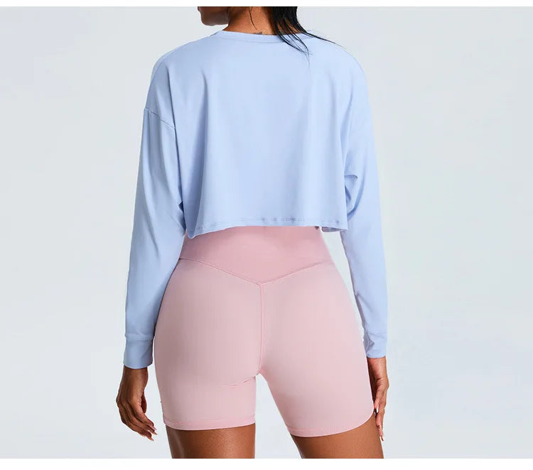 Women Loose Yoga Long Sleeved Fitness Top Loose Casual Sports T-shirt Quick Drying Workout Long Sleeved Running Fitness Clothes