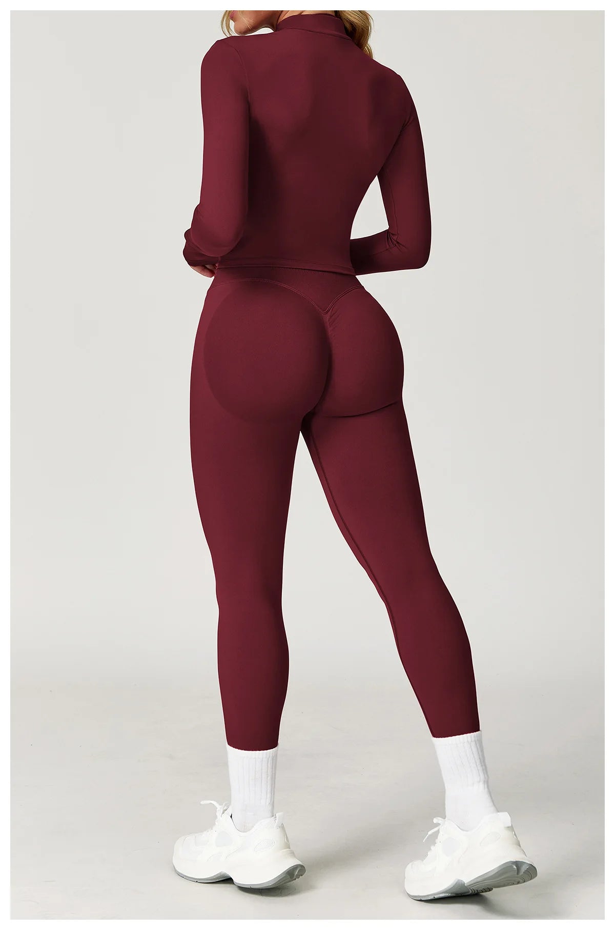 2PCS Yoga Suit Sports Set Women Gym Set Women Tracksuit Running Workout Long Sleeve Sports Shirt Yoga Clothing Seamless Leggings