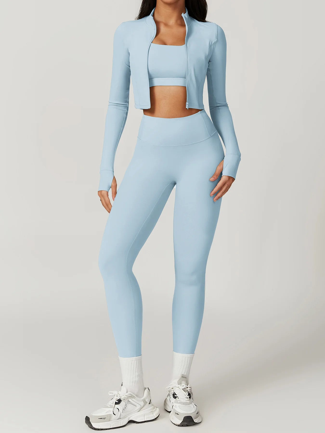 Women Outdoor Sports Long Sleeved Slim Yoga Clothes Quick Dry Zipper Cardigan Stand Up Collar Jacket Running Fitness Jacket Top