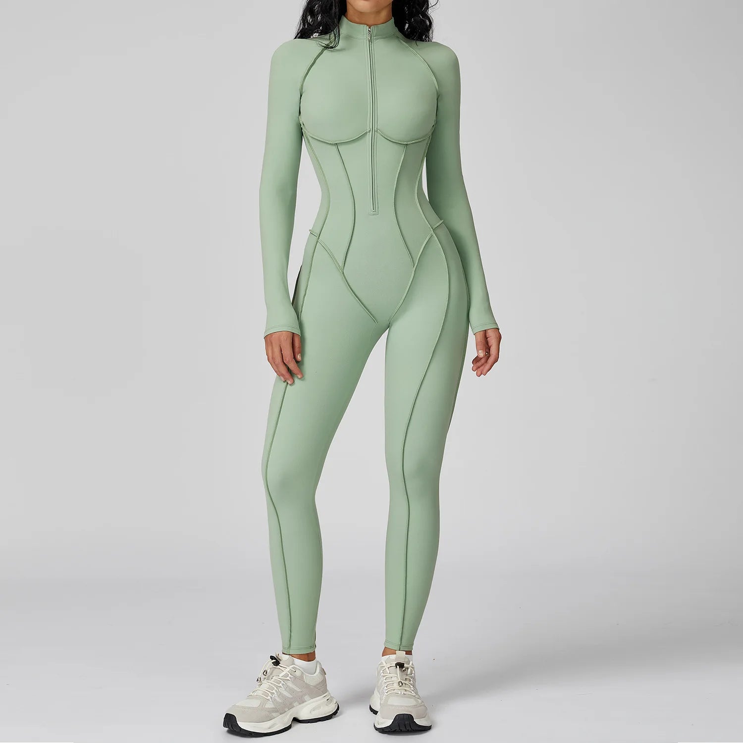 Women Sport Bodysuit Fitness Yoga Zipper Jumpsuit High Elasticity Outdoors Gym Tracksuits Workout Sports Sexy Jumpsuit Sportwear
