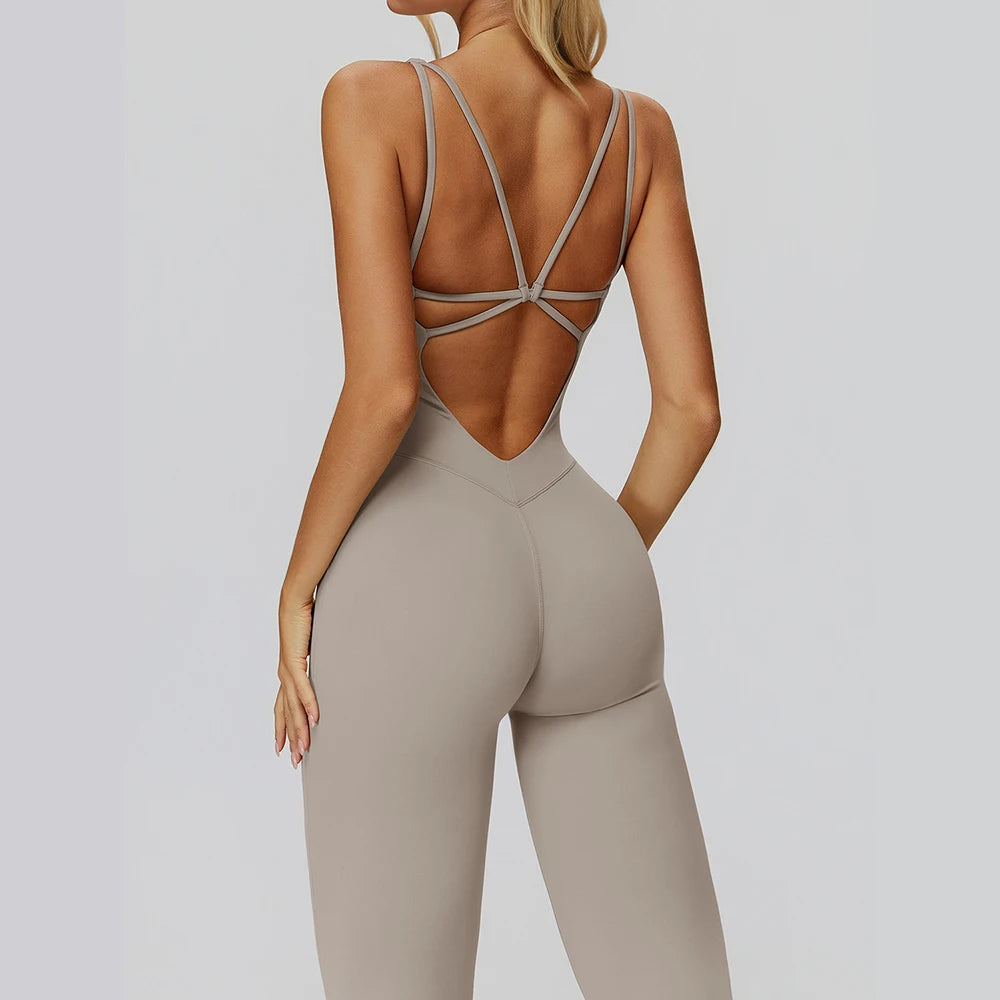 Women's Tracksuit Yoga Set Jumpsuits One Piece Fitness Rompers Sleeveless Sportswear Gym Set Push Up Bodysuits Workout Clothes