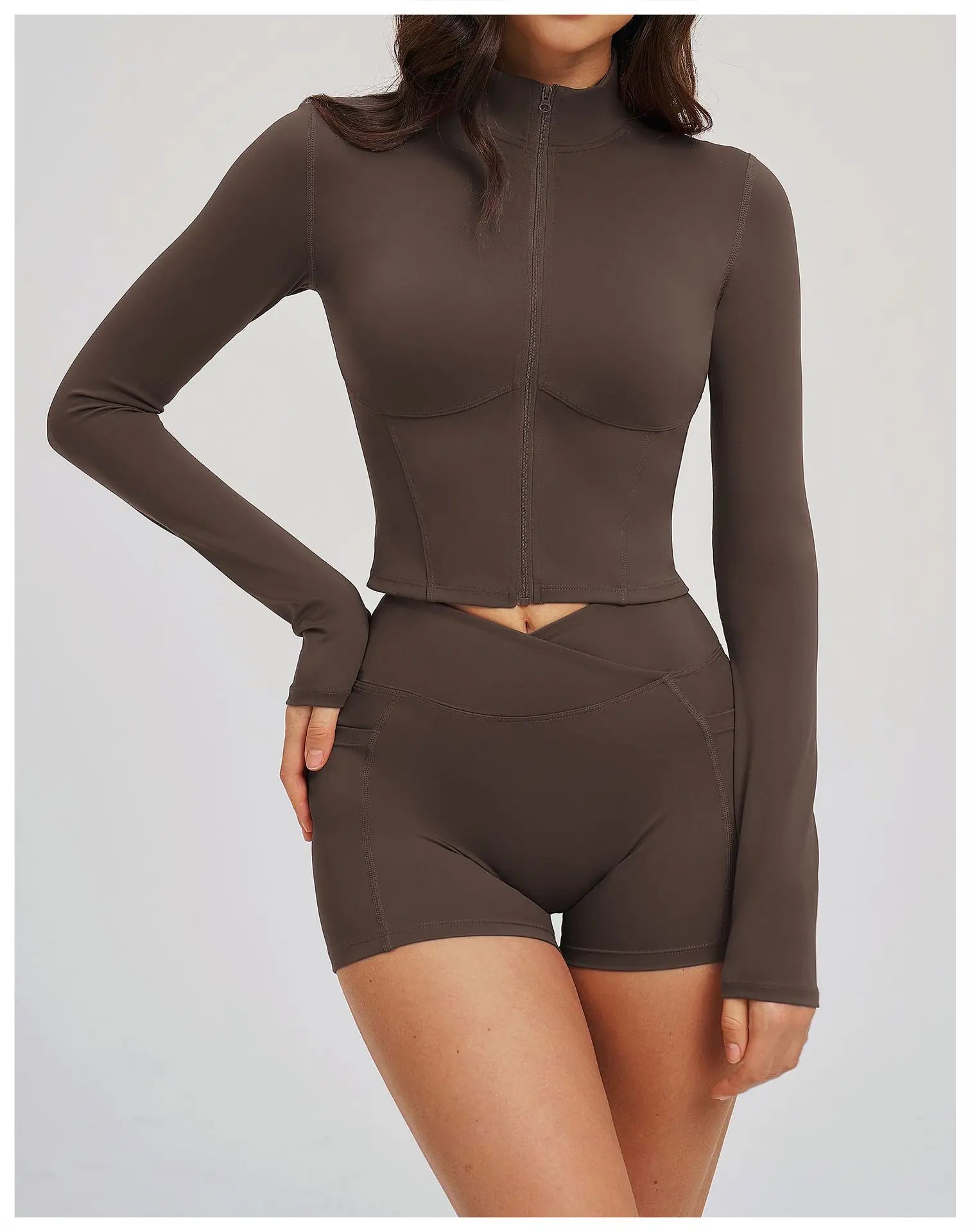 Yoga Long Sleeve Zipper Jacket Women Crop Tops T-shirts Solid Sports Top Running Shirts Sexy Quick Dry Fitness Gym Sport Wear