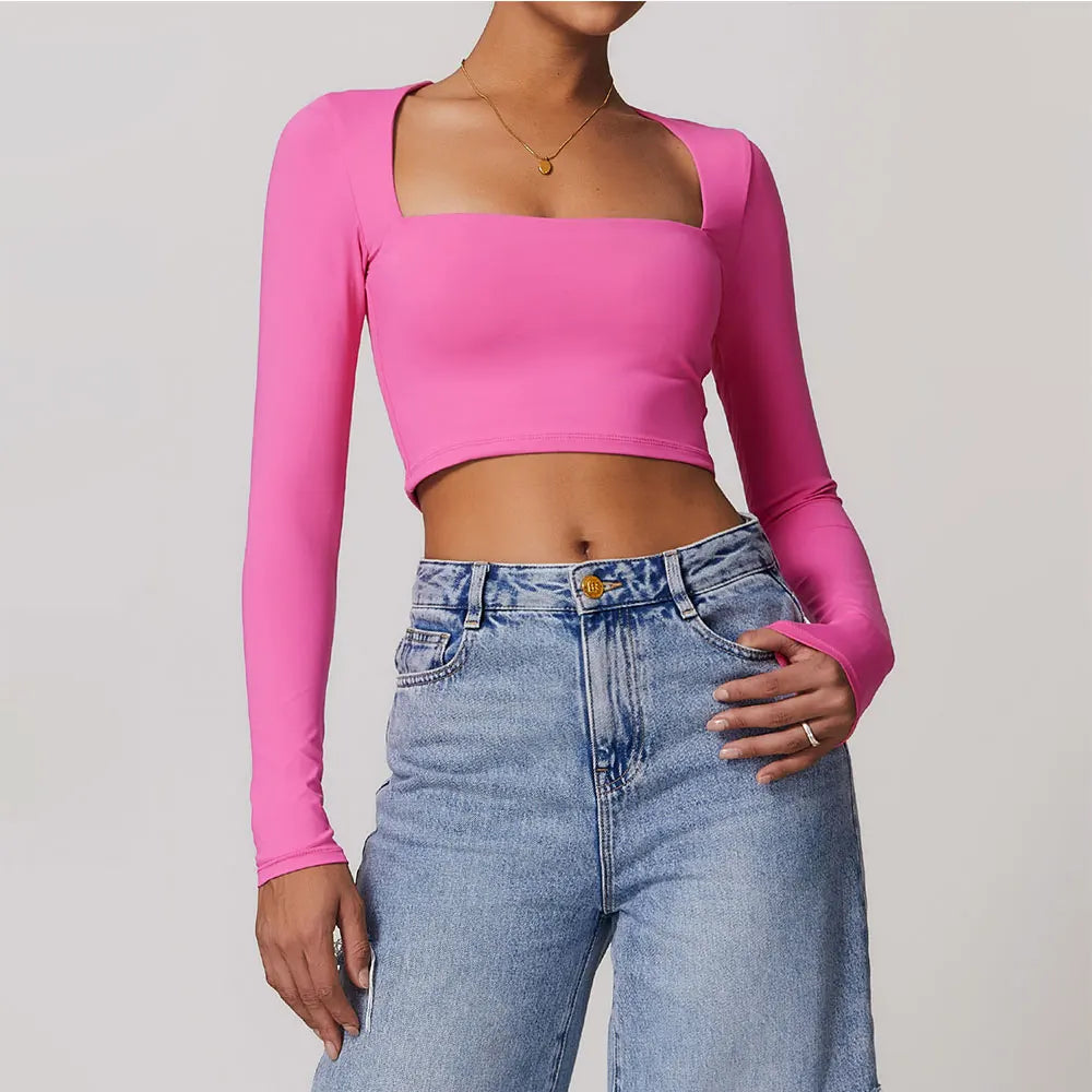 Women Yoga Long sleeved Women's Outdoor Running Fitness Wear T-shirt Sport Long Sleeved Yoga Shirt Gym Push Up Workout Top
