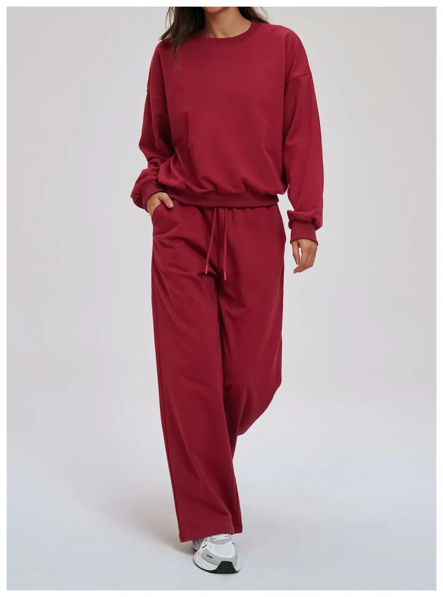 Knitted Round Neck Sports Hoodie for Women Long Sleeves for Outerwear Casual Loose Hoodie Running Top Fitness Sportswear