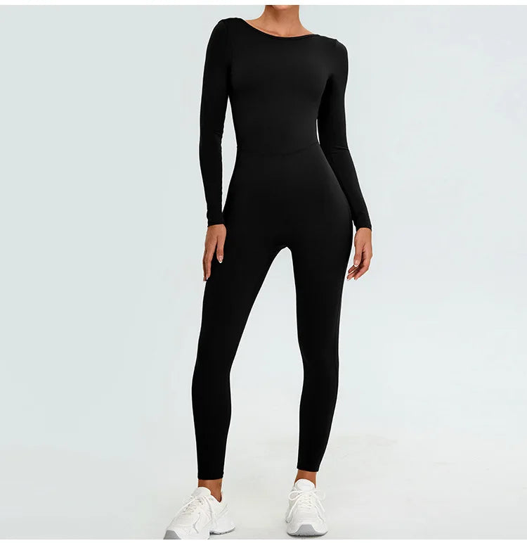 Fitness Rompers Women Gym Set Training Yoga Suit Sportswear Women Sports Jumpsuit Long Sleeved Stretch Push Up Workout Bodysuits
