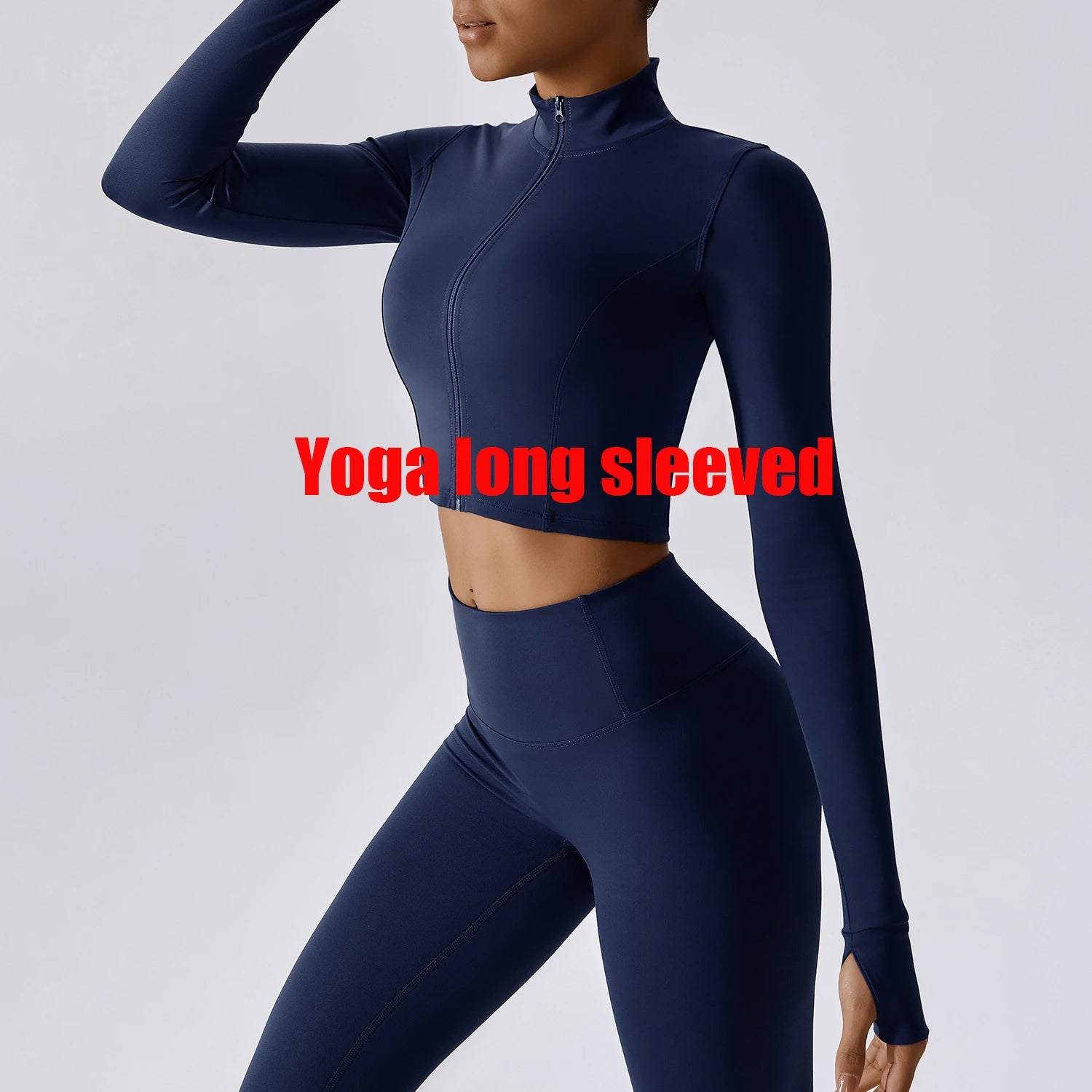 Women Outdoor Sports Long Sleeved Slim Yoga Clothes Quick Dry Zipper Cardigan Stand Up Collar Jacket Running Fitness Jacket Top