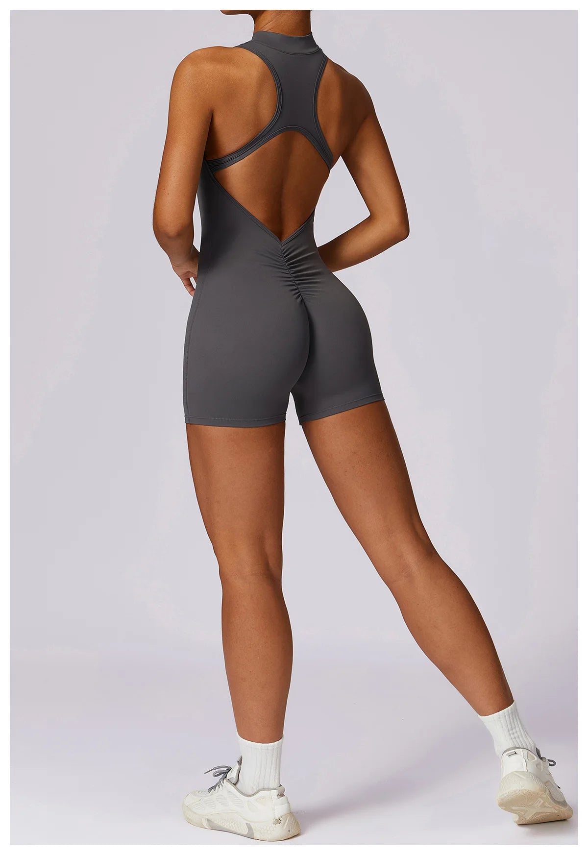 Scrunch Sports Overalls Gym Jumpsuit Women's Fitness Suit Short Sets for Woman Tracksuit Yoga Clothing Zipper Workout Sportswear