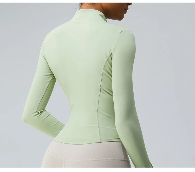 Yoga Long Sleeve Sports Jacket Women Zipper Fitness Yoga Shirt Gym Top Activewear Running Coats Workout Clothes For Cycling Tops