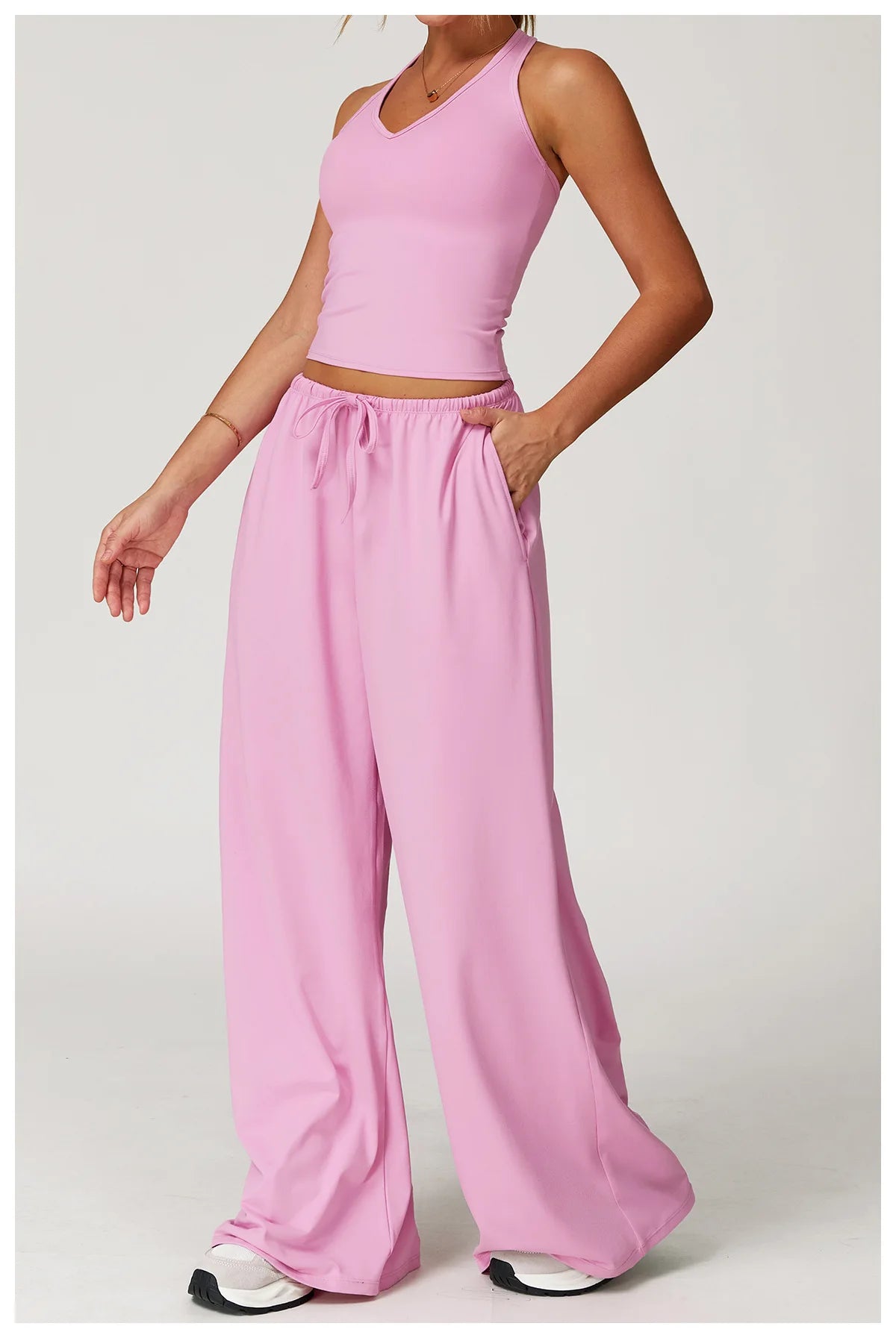 High Waist Yoga Pants Women's Hanging Wide Leg Loose Casual Pants Women's Sports Pants Fitness Running Elastic Drawstring Pants