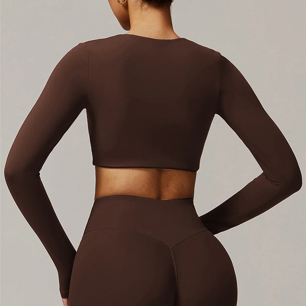 Yoga Shirts For Women Crop Top Long Sleeve Fitness Running Women Gym Clothes Workout Dry Fit Breathable High Elastic Sports Tops