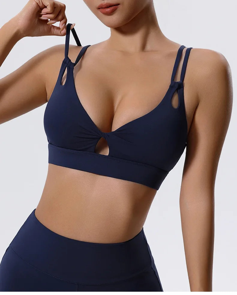 High Support Sports Bra Sexy Criss Cross Straps Back High Support Impact Yoga Underwear Running Fitness Gym Padded Bralette