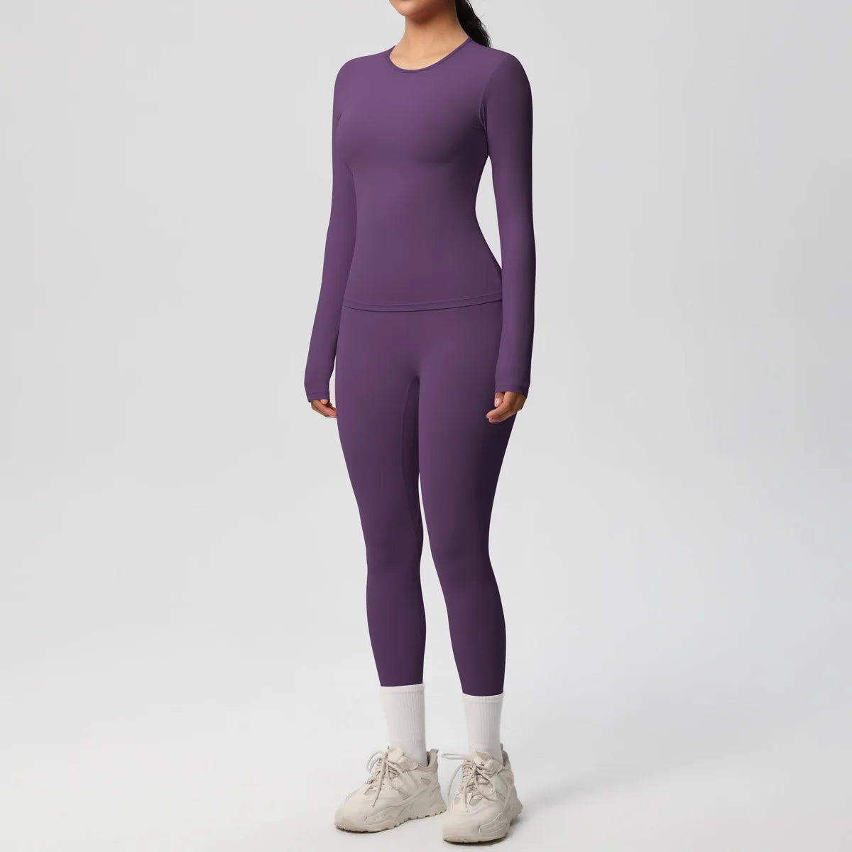 2PCS Yoga Suit Sports Set Women Sportswear Gym Set Women Tracksuit Running Workout Long Sleeve Sports Shirt Yoga Clothing