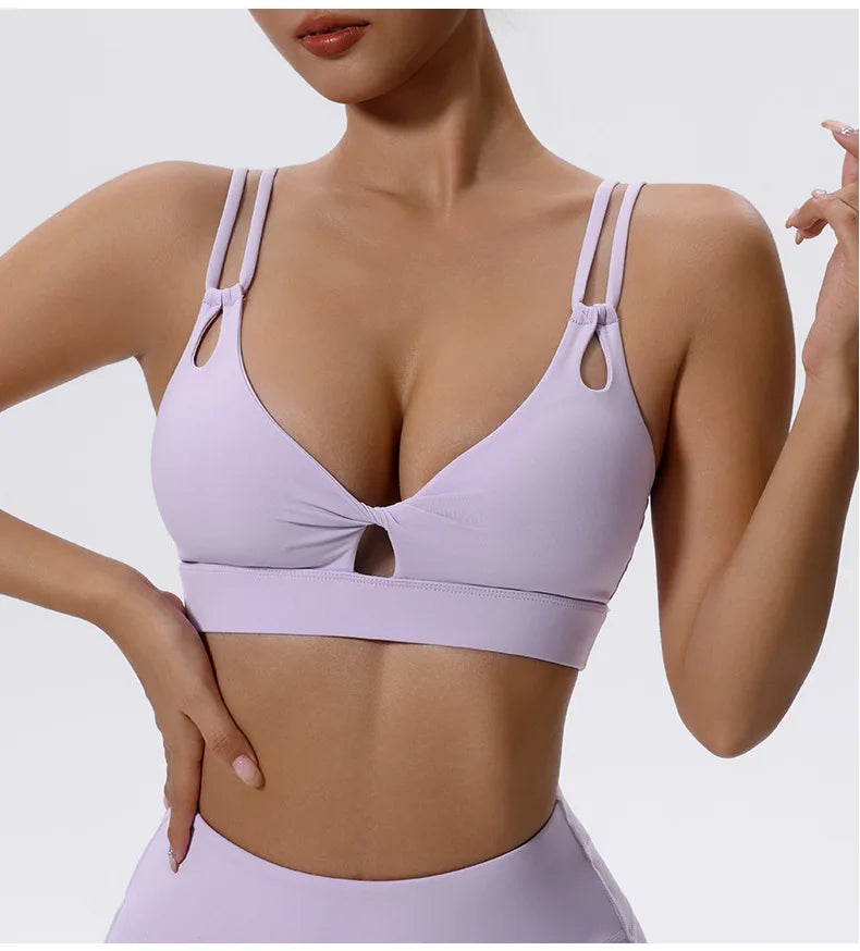 High Support Sports Bra Sexy Criss Cross Straps Back High Support Impact Yoga Underwear Running Fitness Gym Padded Bralette