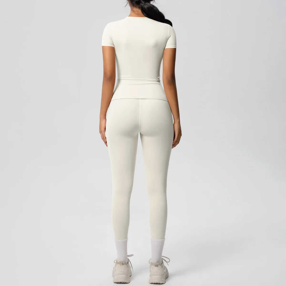 2PCS Yoga Set Women's Tracksuit Quick-Drying Gym Leggings Set Short Sleeve Breathable Gym Yoga Slim Fitness Active Top