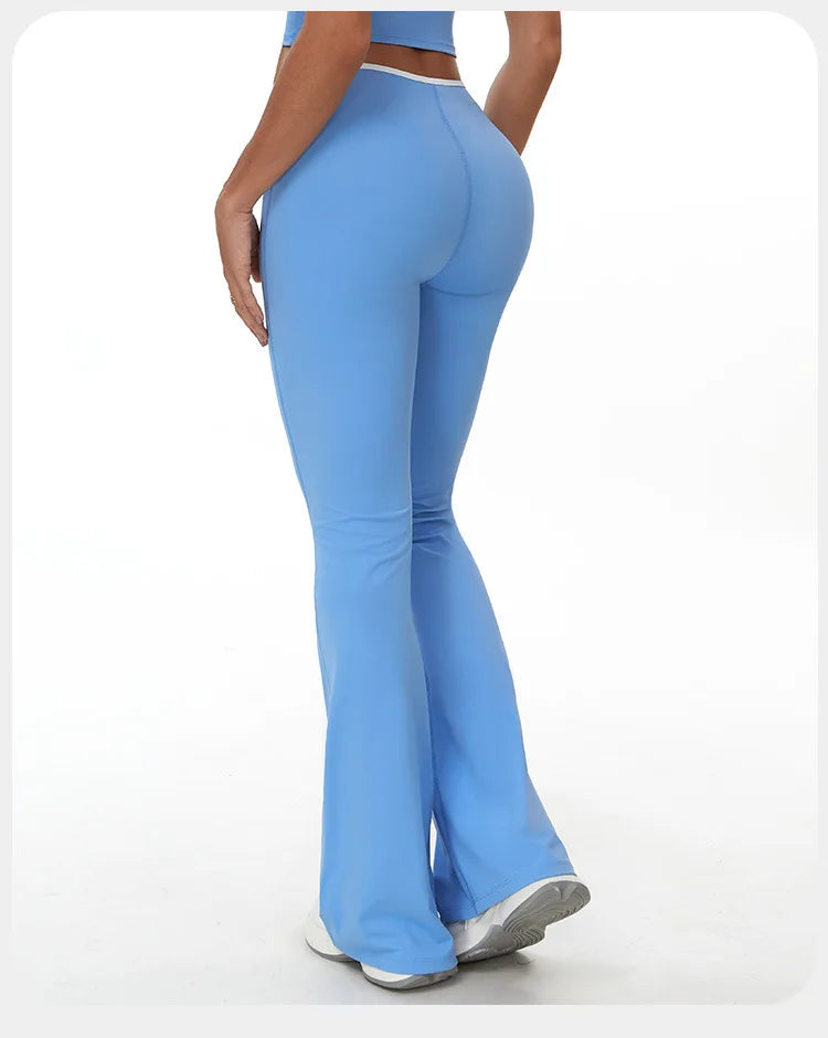 Bell-bottoms Women Yoga Leggings Drawstring Fitness Wide Leg Pants Gym Running Cycling Pants Sports High Waist Workout Leggings