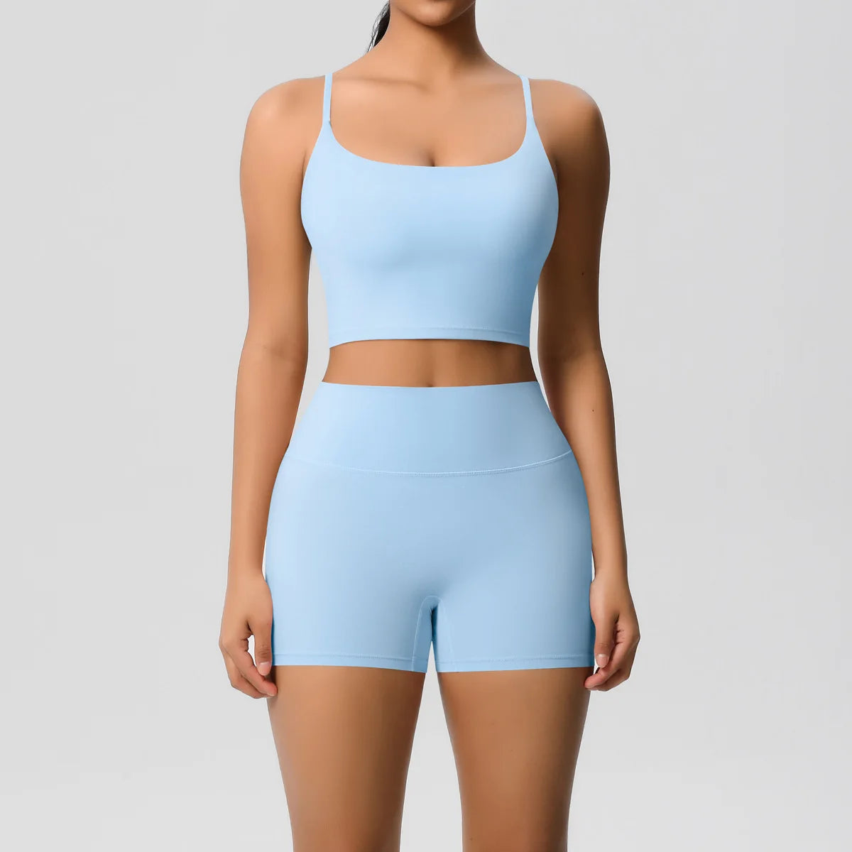 Yoga Sport Set Women Seamless Crop Top Bra Shorts Yoga Set Comfort Elastic Sportsuit Workout Outfit Fitness Gym Clothes