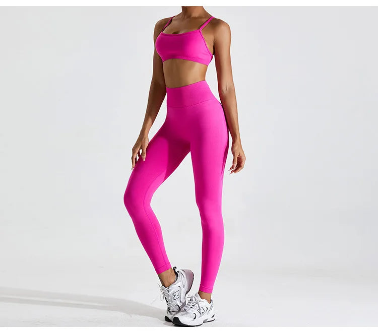 Seamless Soft Cross Back Women Sports Underwear Fitness Bra Tights Yoga Vest High Strength Shockproof Gym Sports Top Push Up Bra