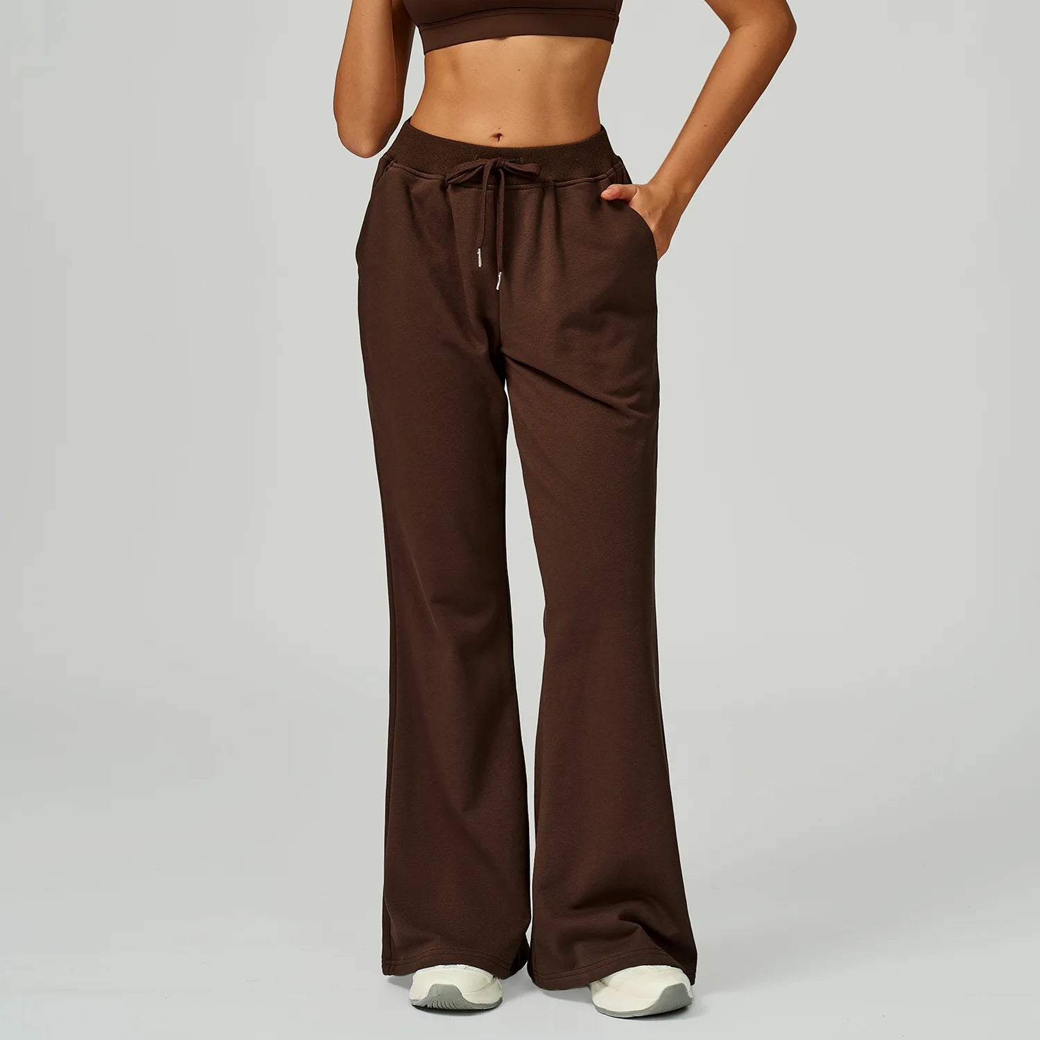 Winter High Waist Loose Fit Sports Pants Women Drawstring Wweatpants With Pockets Straight Leg Yoga Pants Versatile Sports Pants