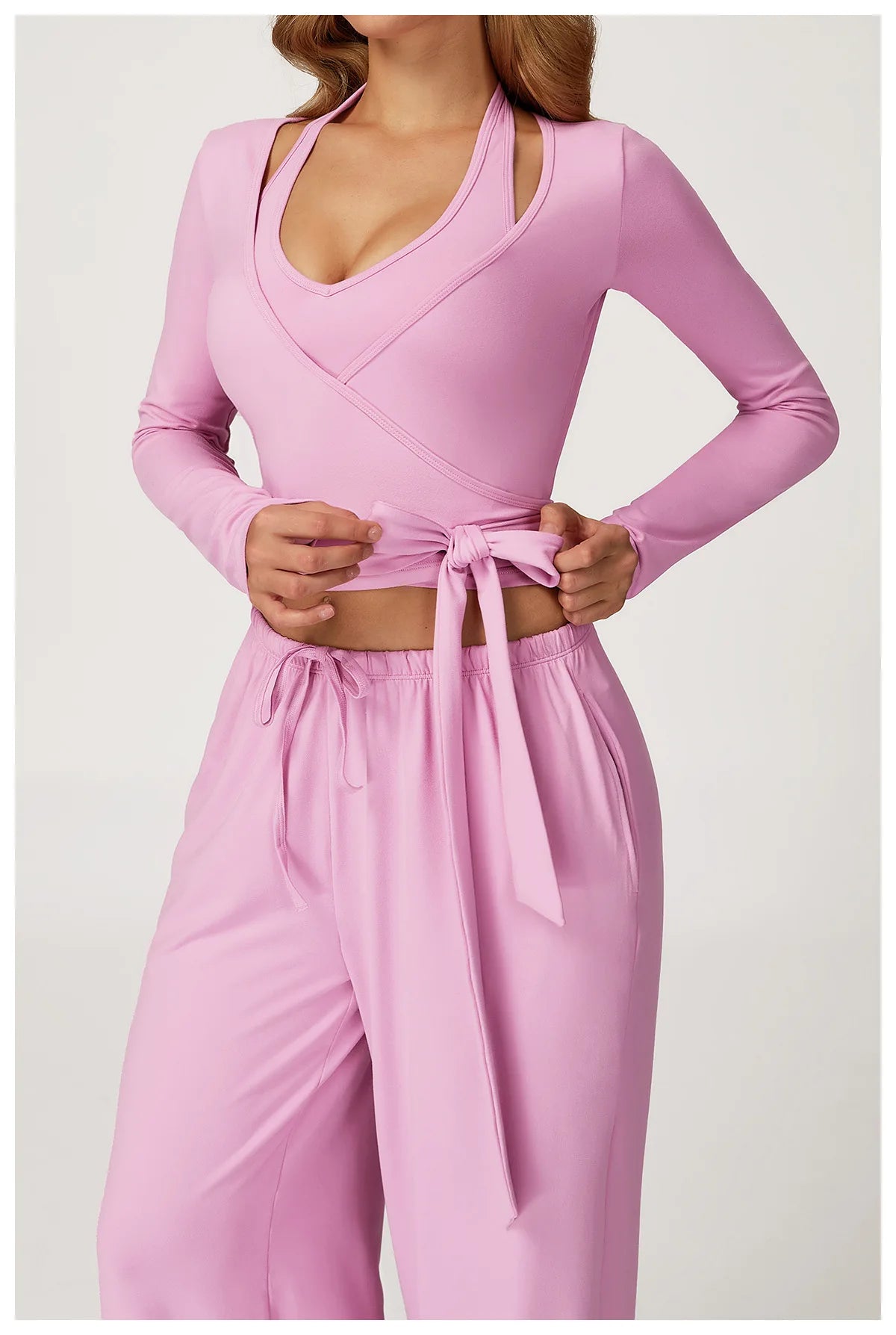 Women Yoga Crossover Strap Long Sleeve Cover-up T-shirts Pilates Running Outdoor Sports Loose Tops Breathable Soft Gym Fitness
