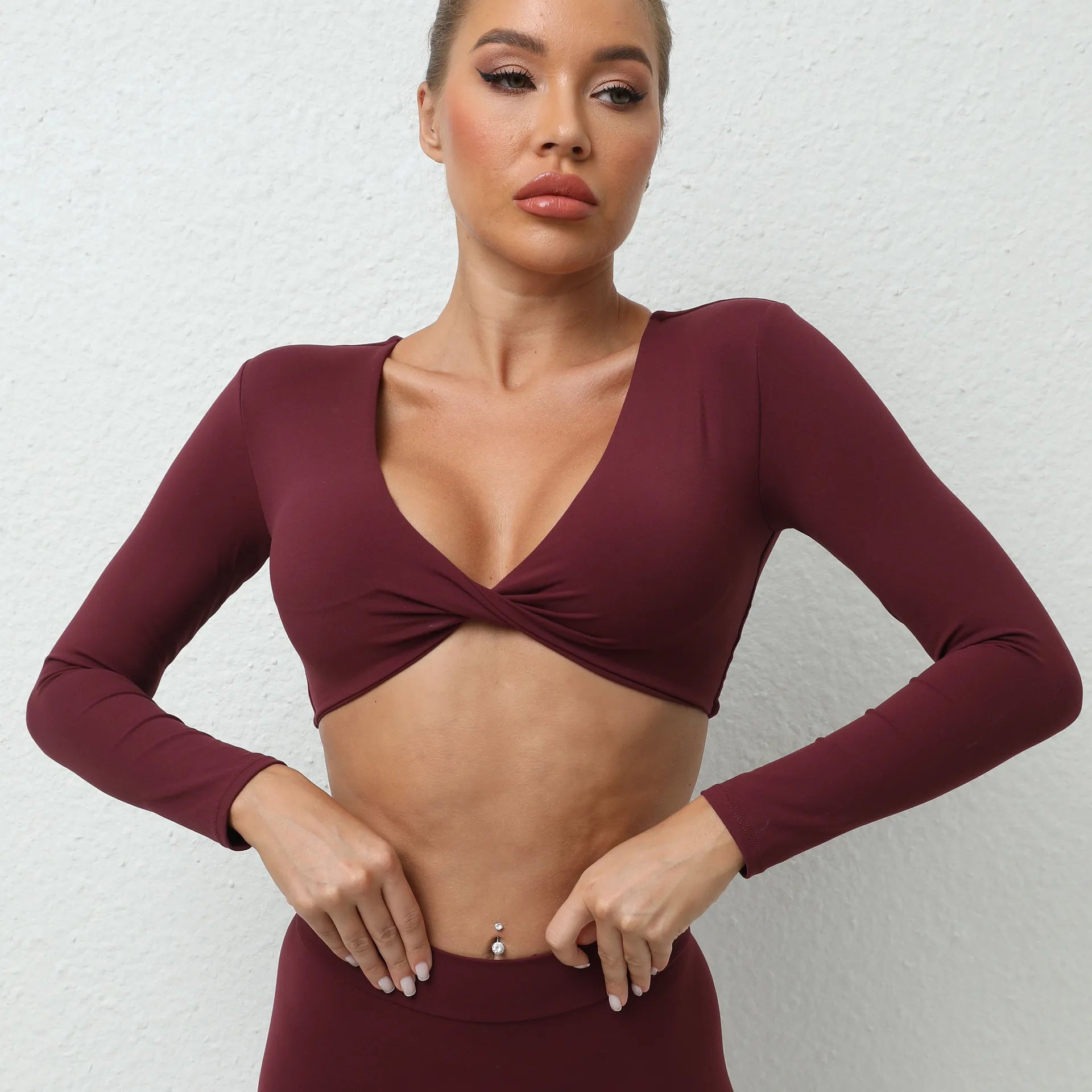 Women's Shirt Crop Top Fitness Shirts Gym Running Workout Long Sleeve T-shirt Sexy Sports Top Woman Yoga Tops Push Up Activewear